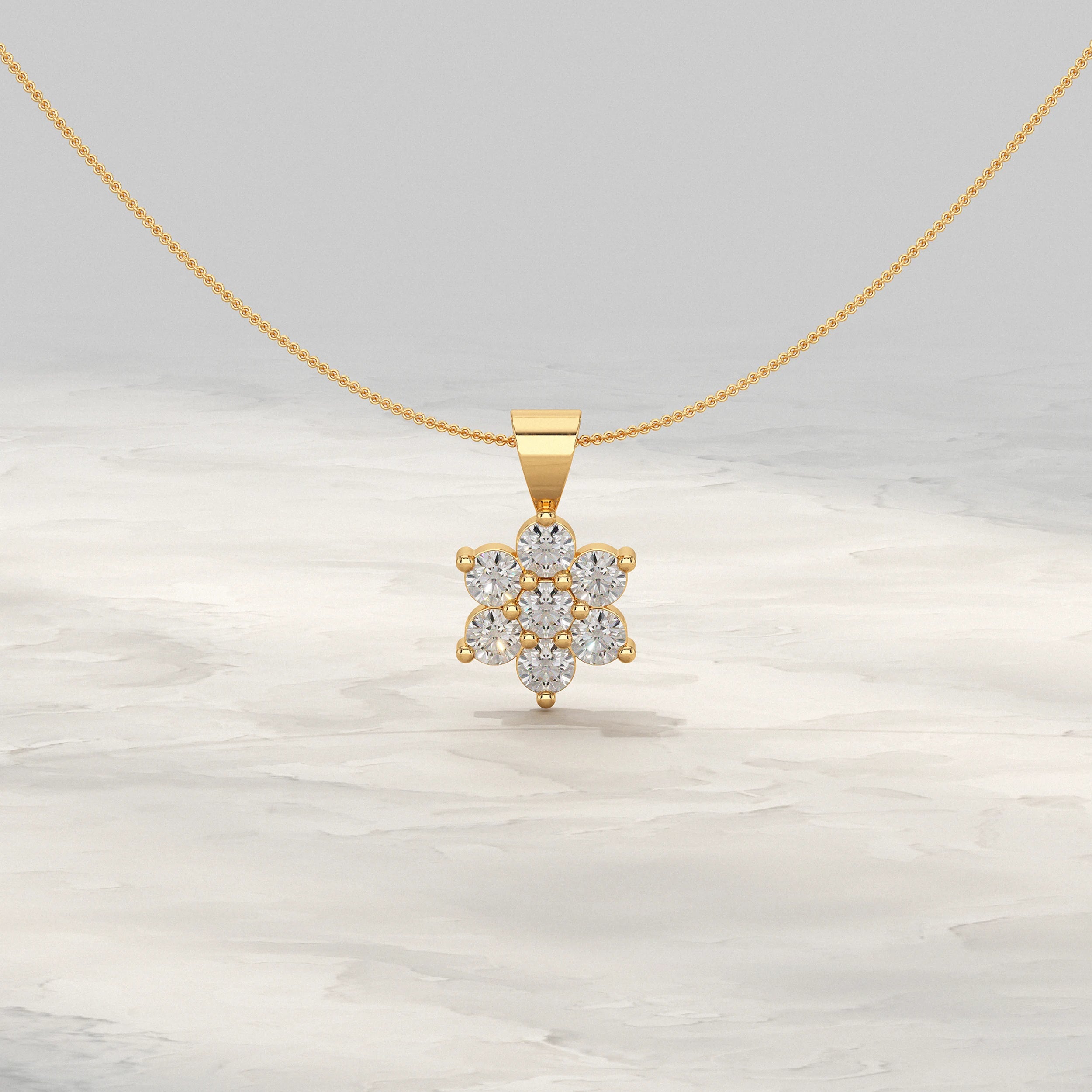 Floral Shape Round Lab Diamond Pendant