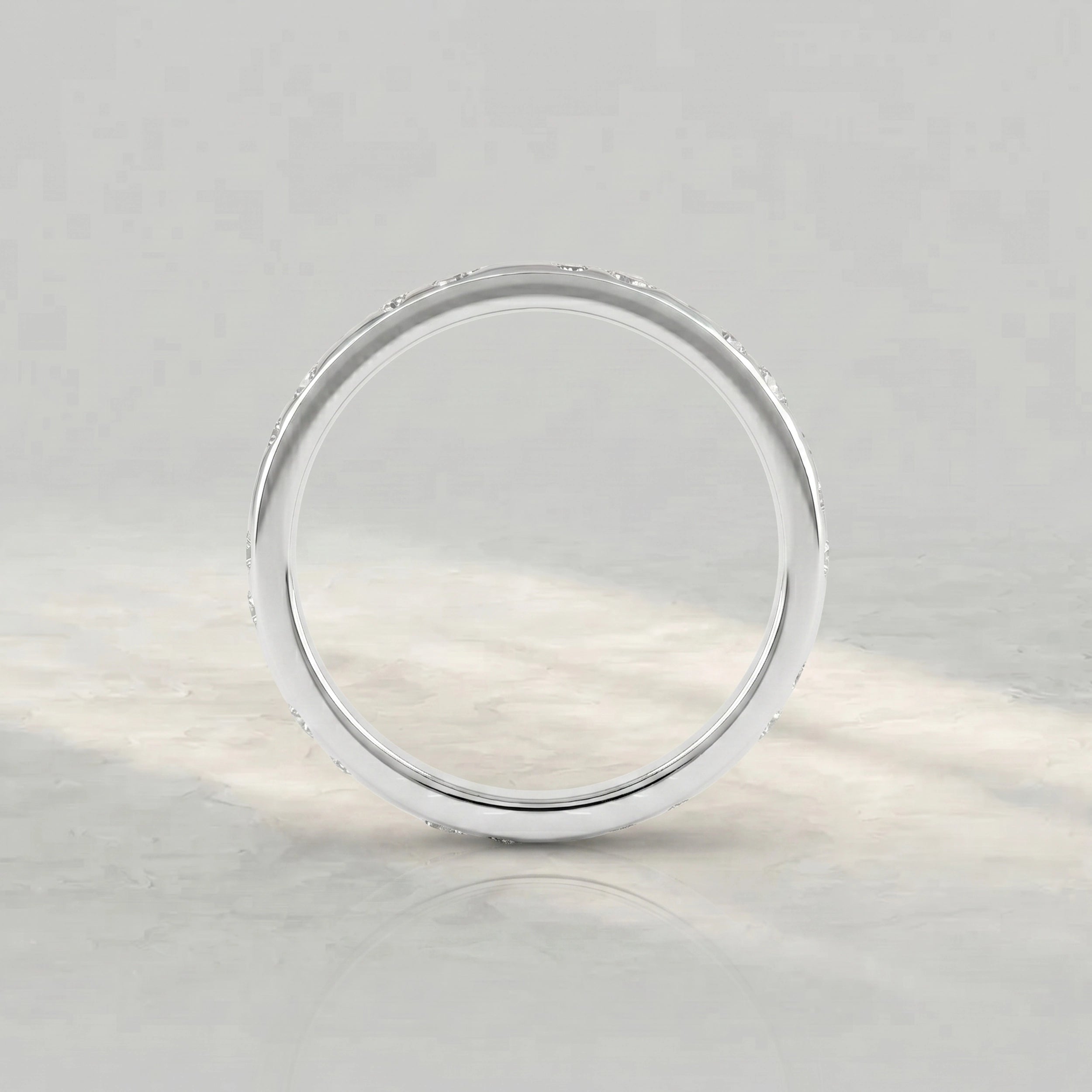 Round Lab Diamond Flush Set Wedding Band