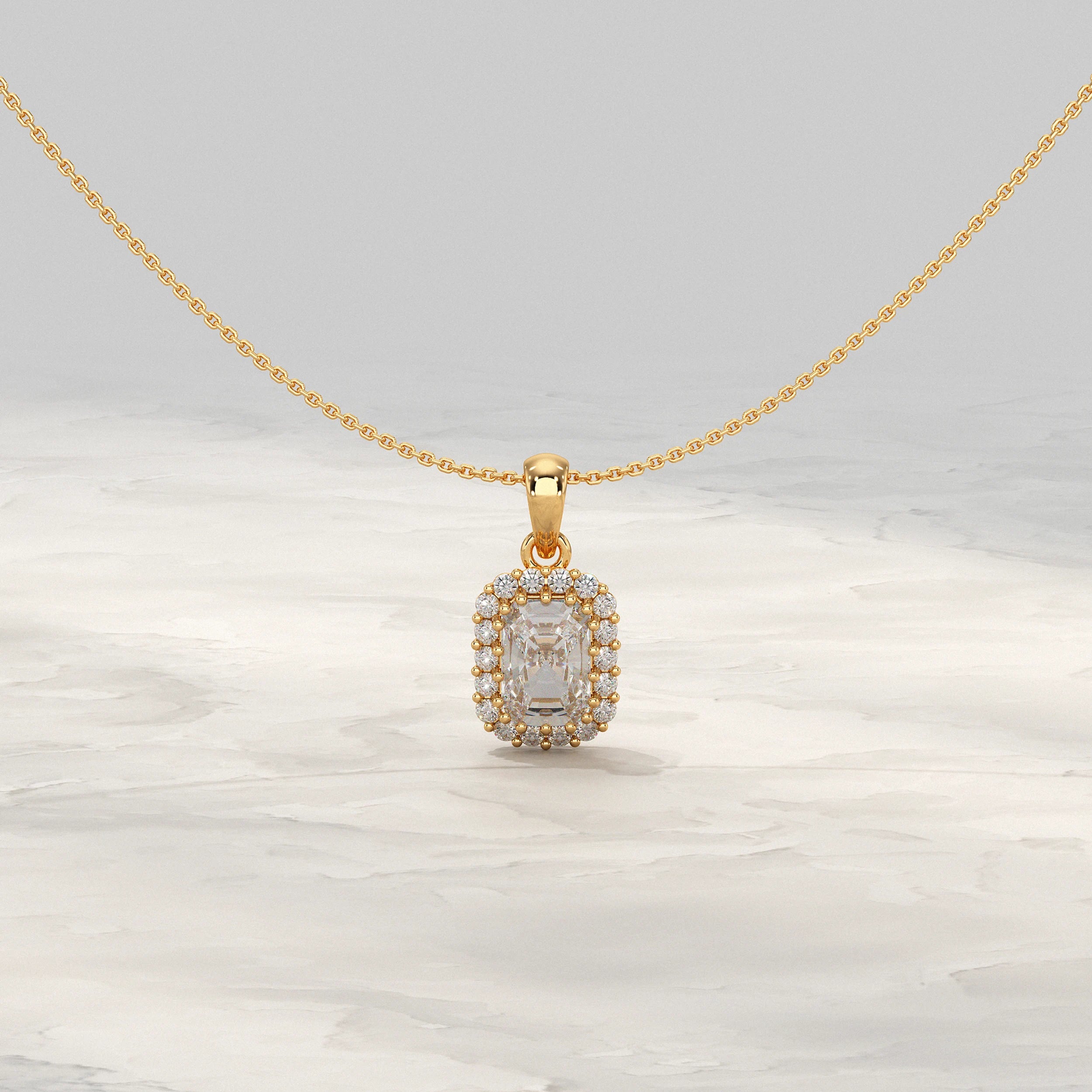 Radiant Lab Diamond Halo Pendant