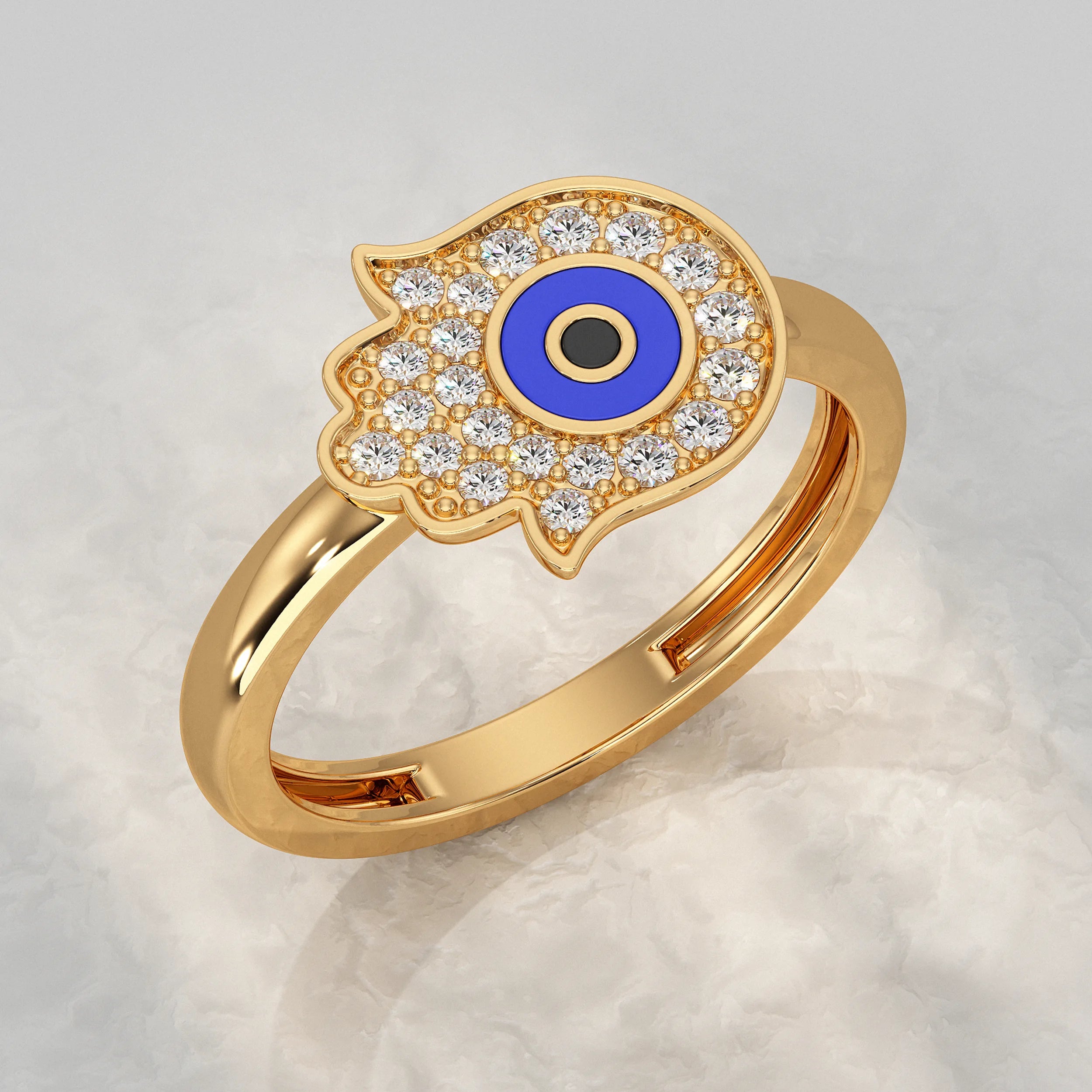 Hand Hamsa Evil Eye Lab Diamond Ring