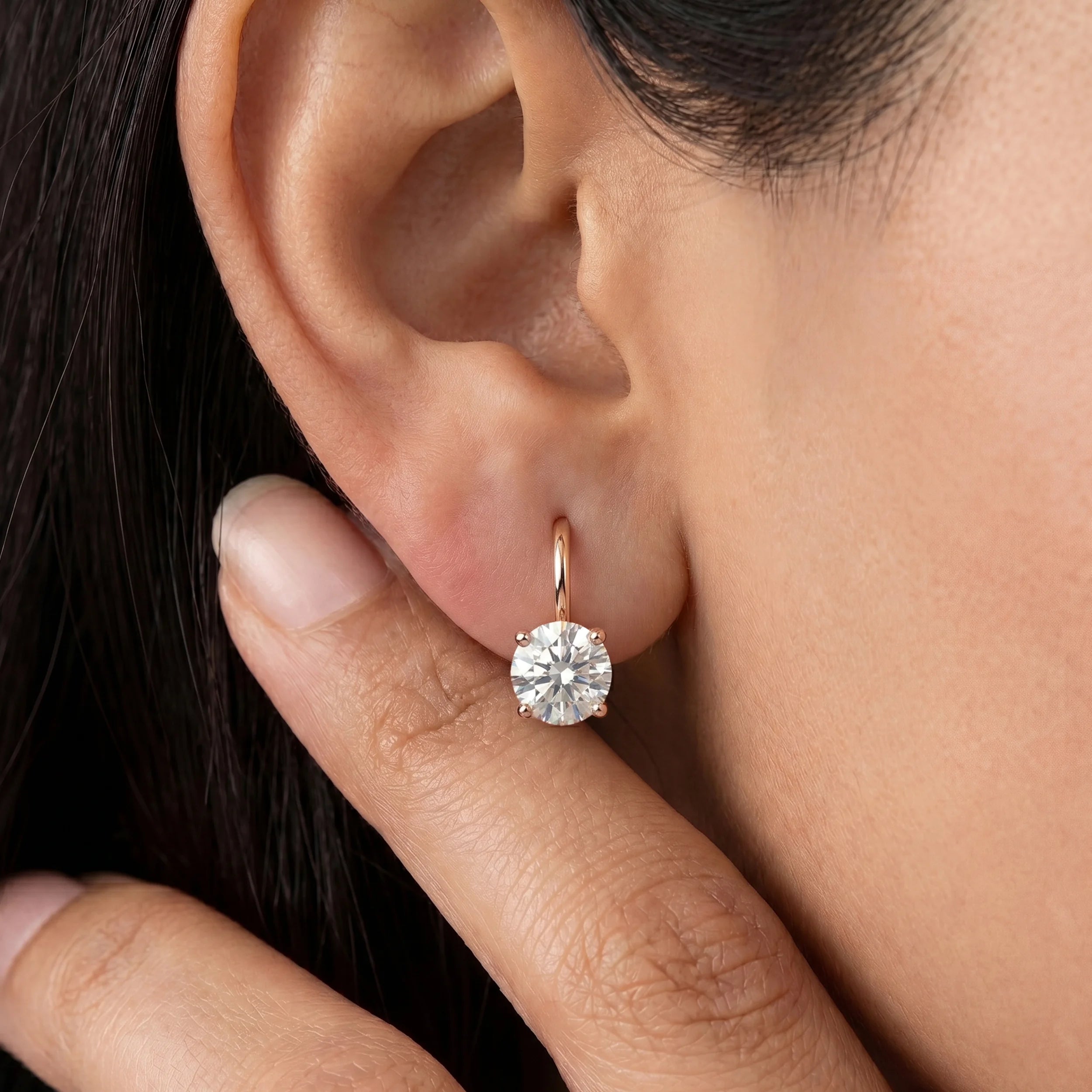 Round Cut Lab Diamond Solitaire Drop Earring