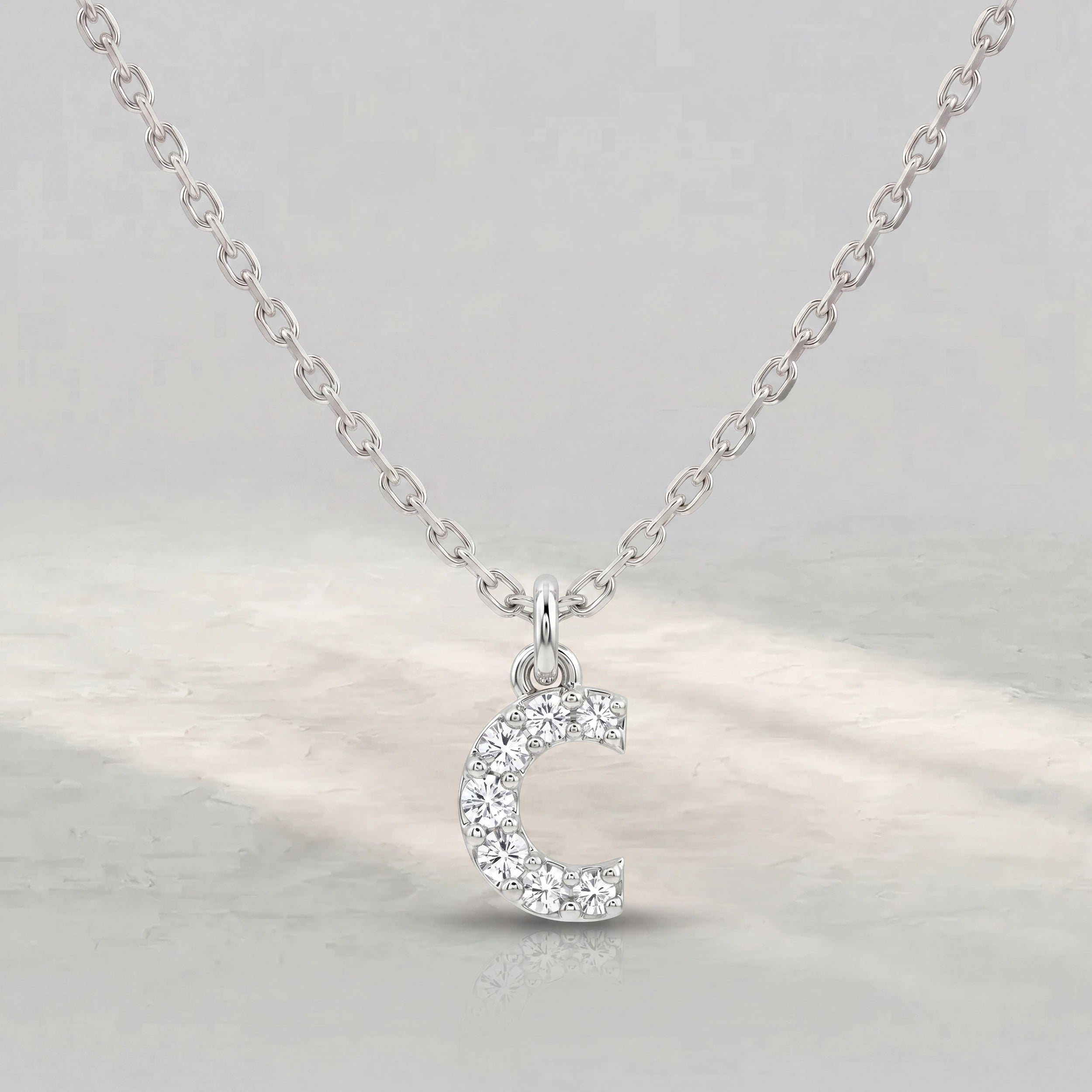 C Letter Lab Diamond Pendant