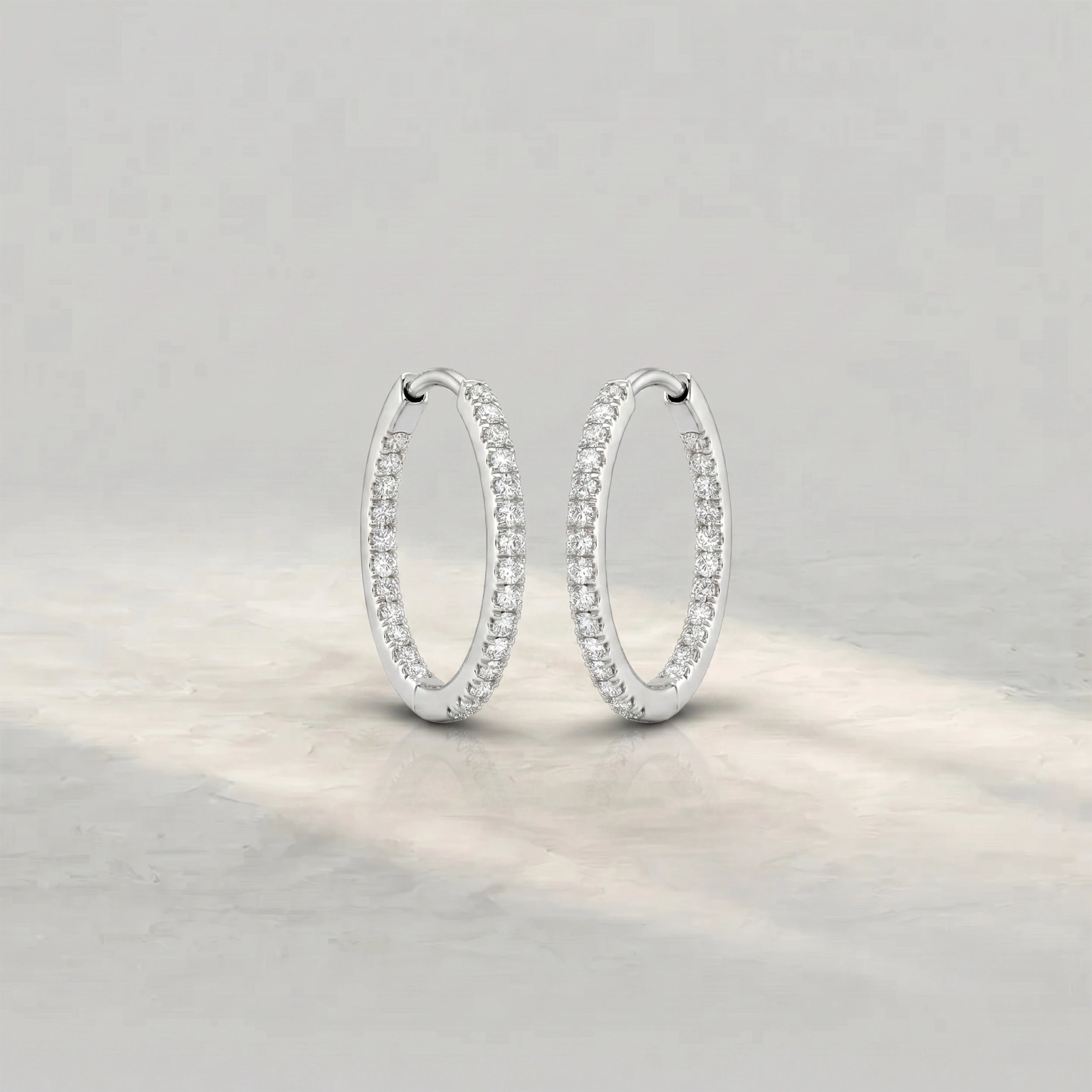 Round Diamond Inside Hoop Earrings