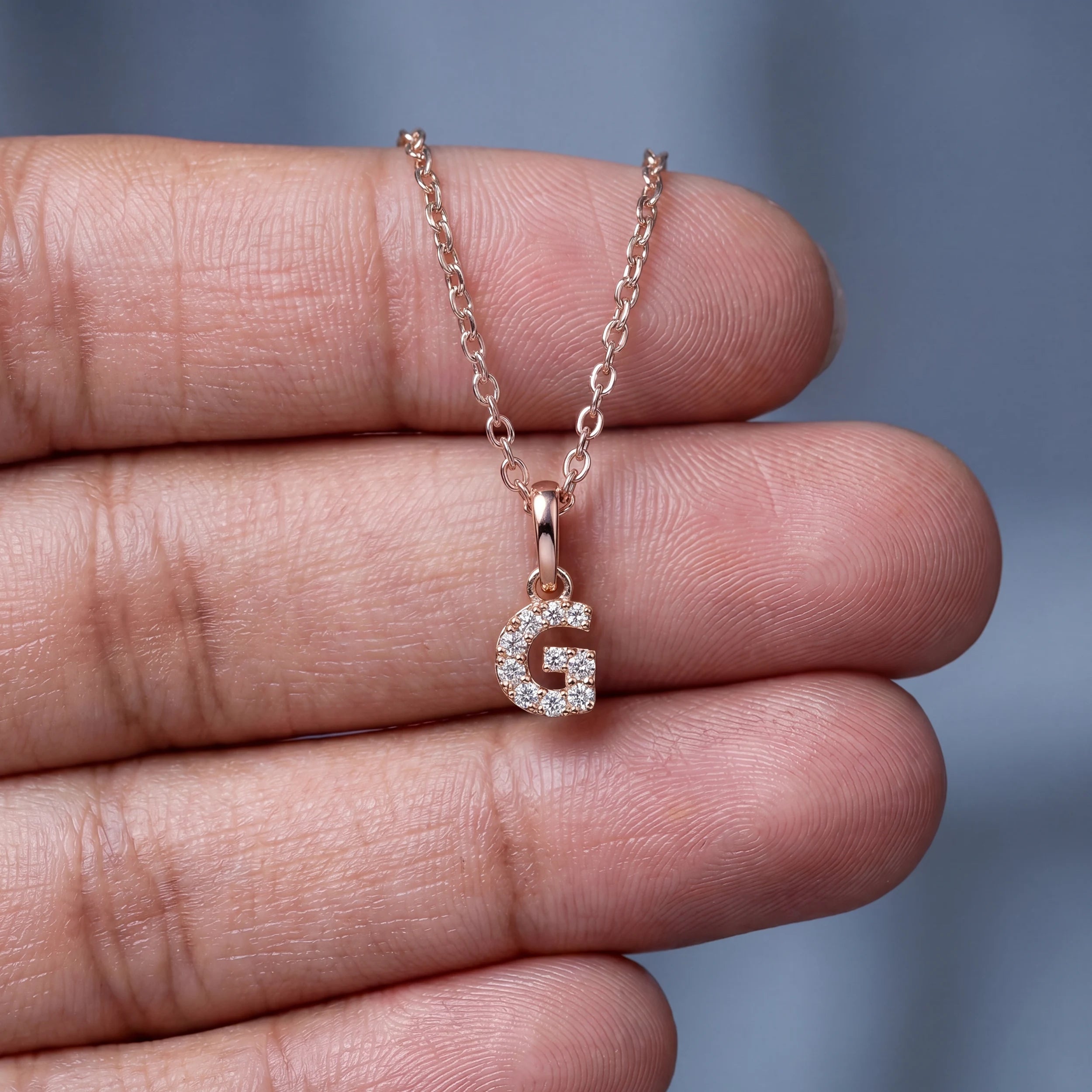 Round Diamond Intial Letter Pendant