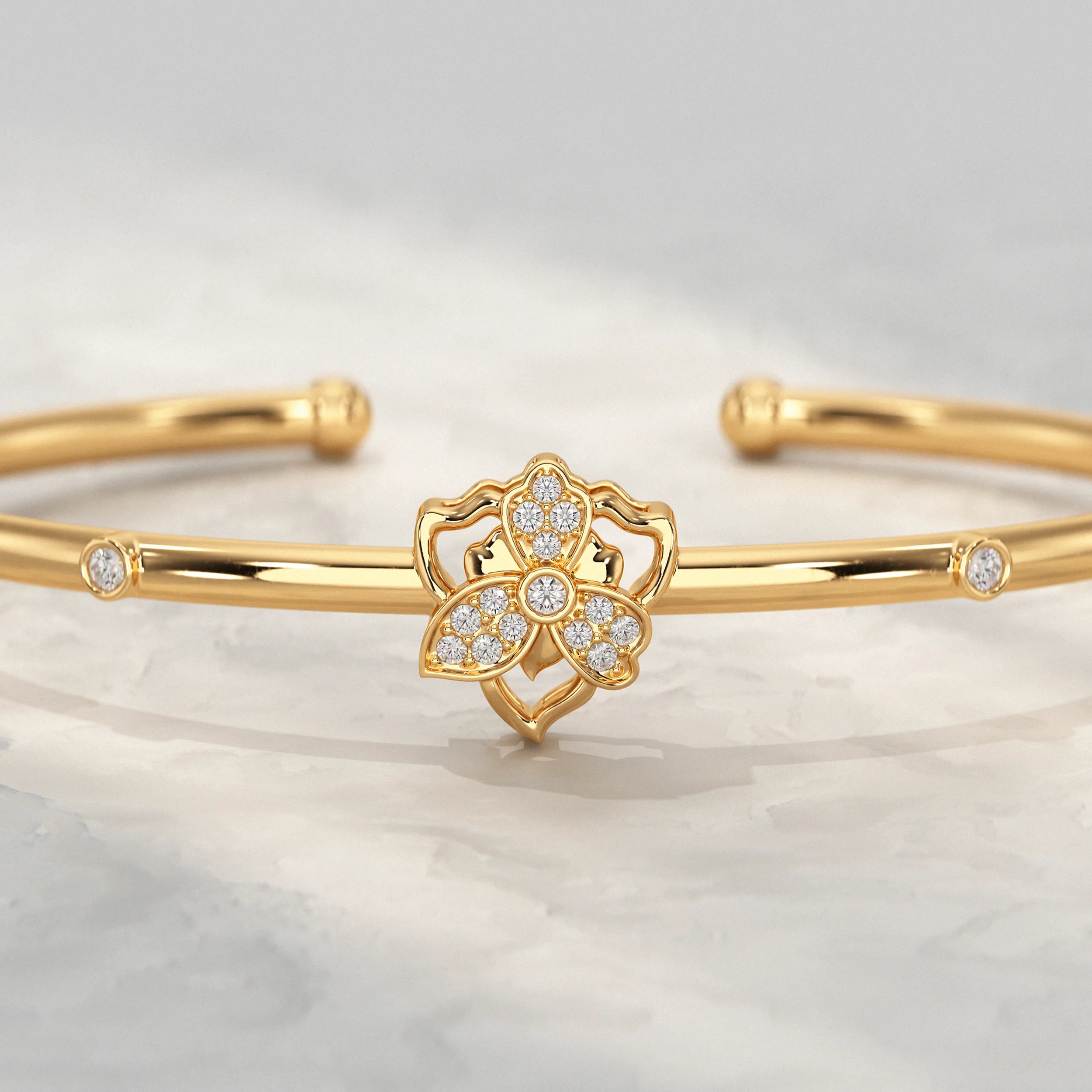 Flower Lab Diamond Open Bangle