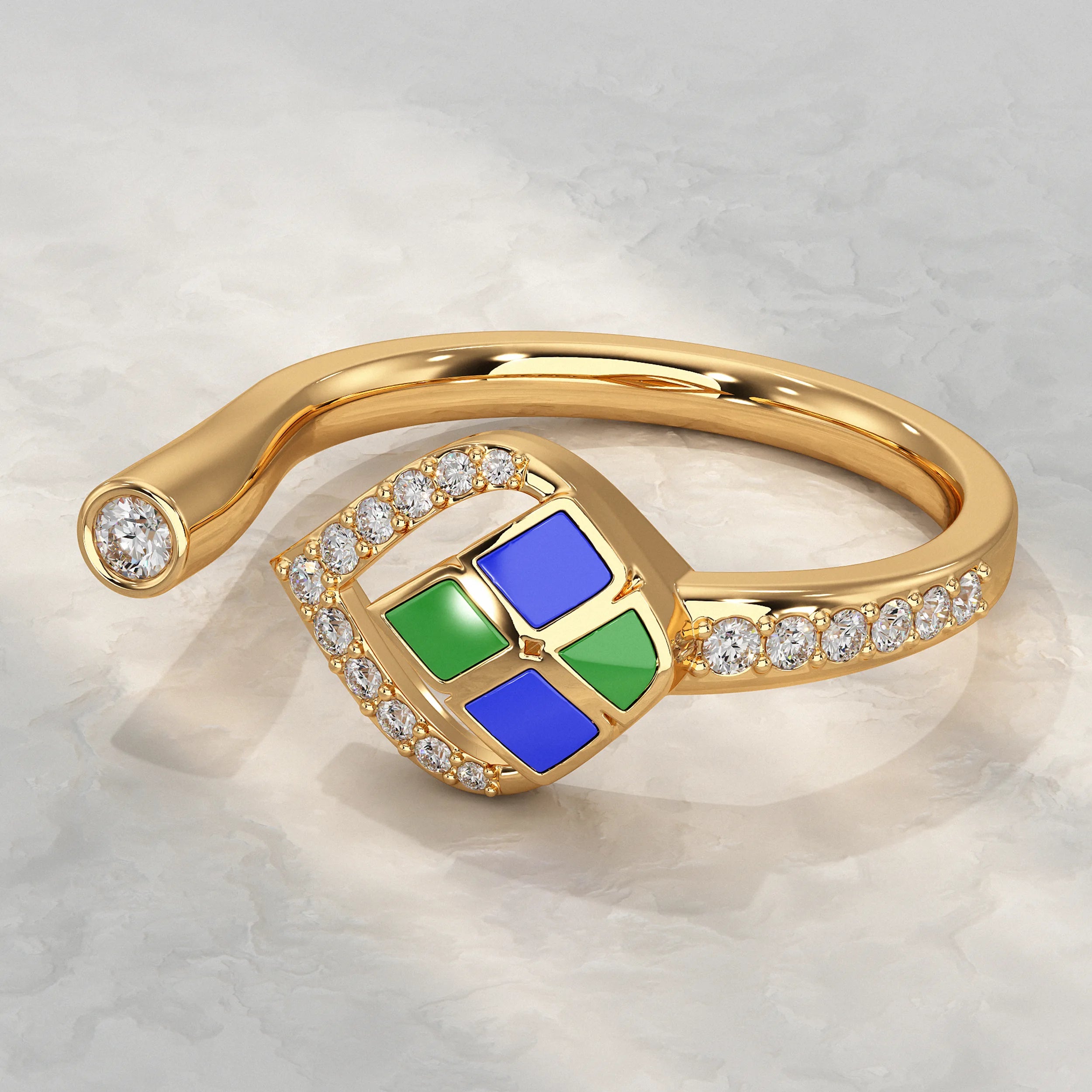 Unique Style Enamel Open Cuff Ring