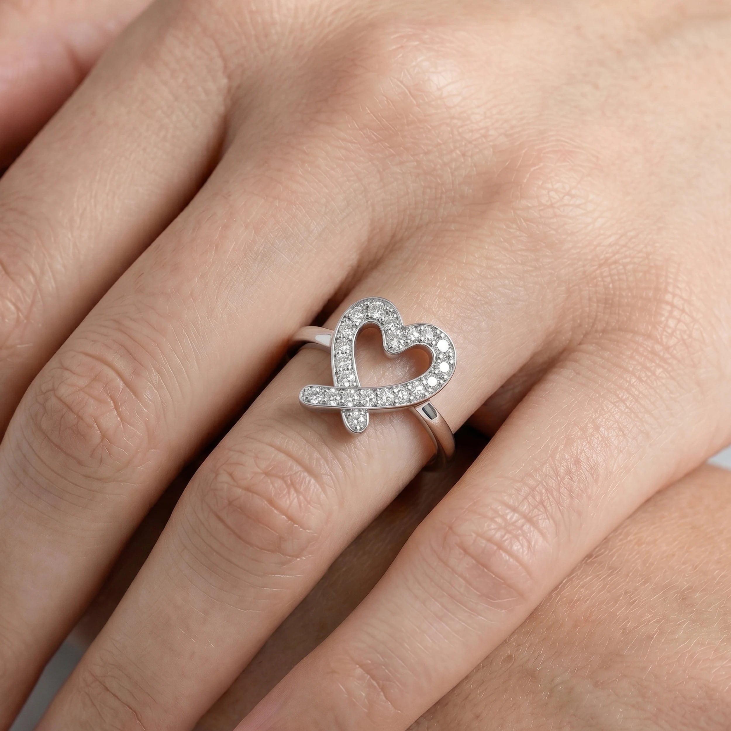 Heart Cut Lab Diamond Open Ring