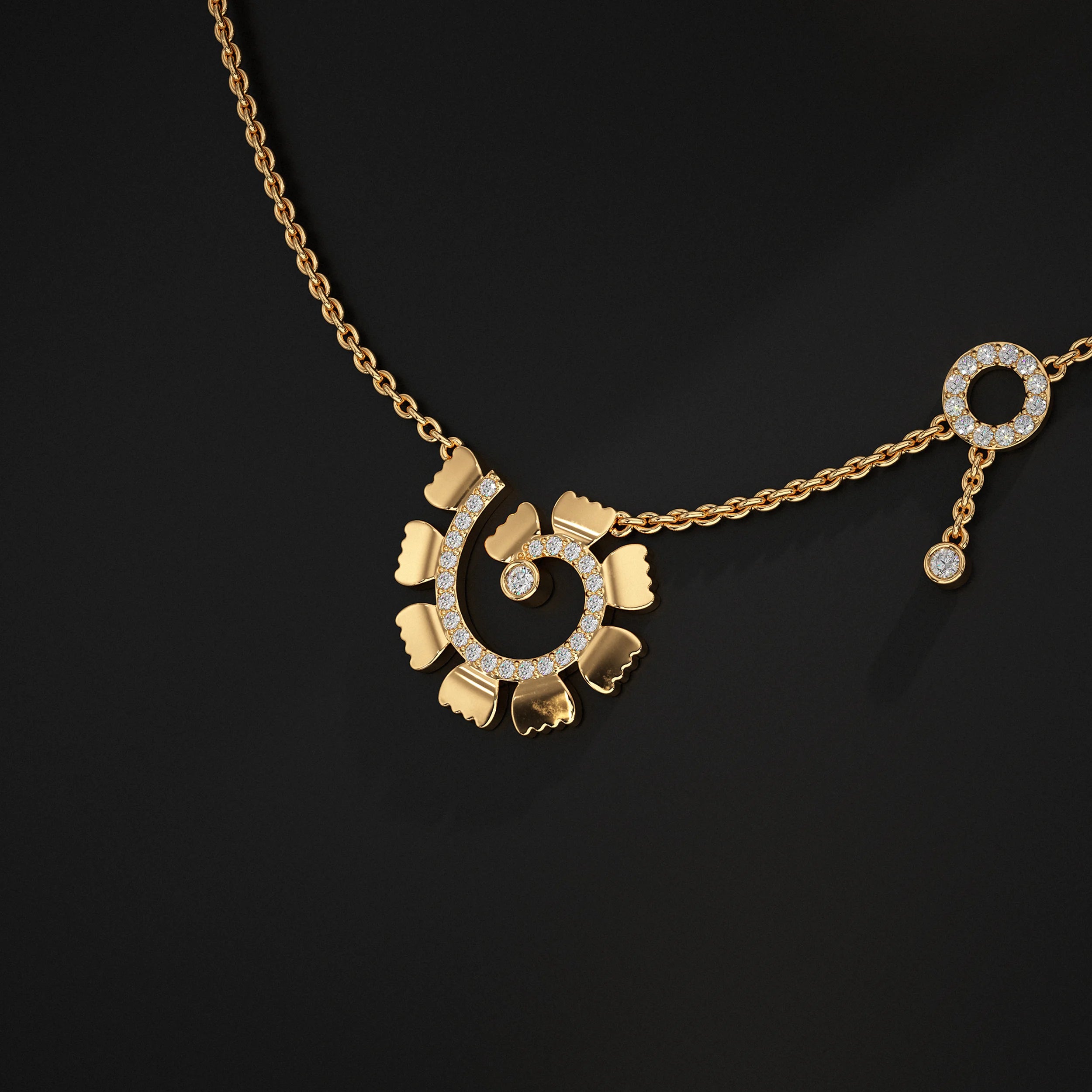 Round Lab Diamond Spiral Pendant