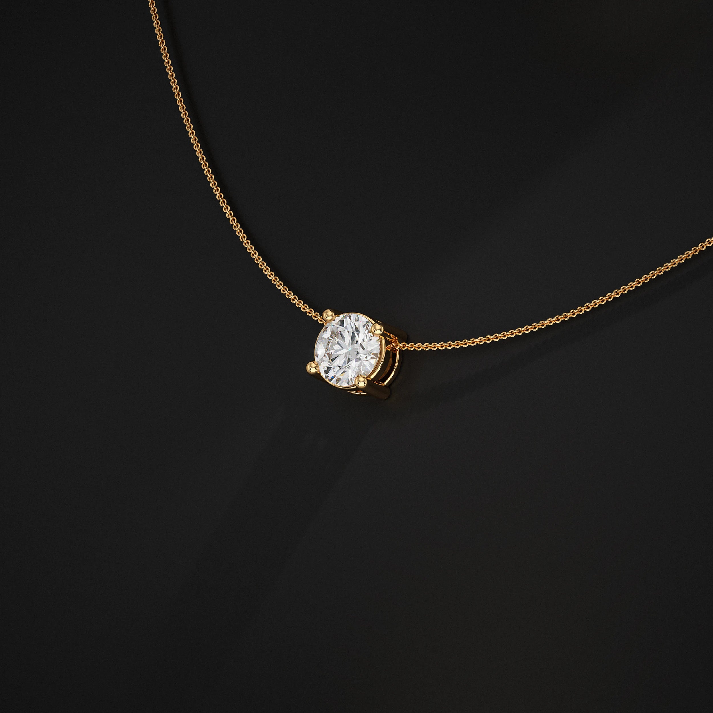 Round Lab Diamond Solitaire Pendant