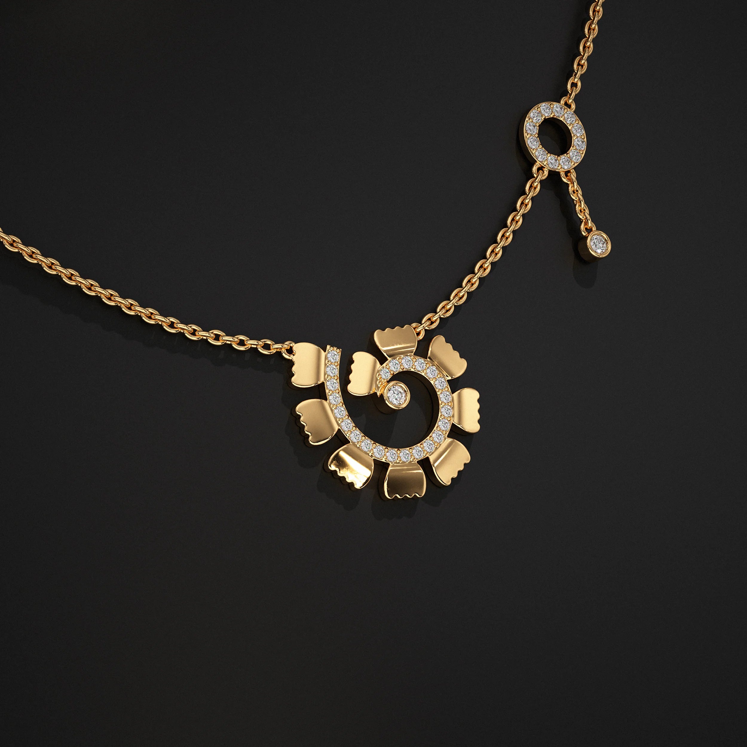 Round Lab Diamond Spiral Pendant