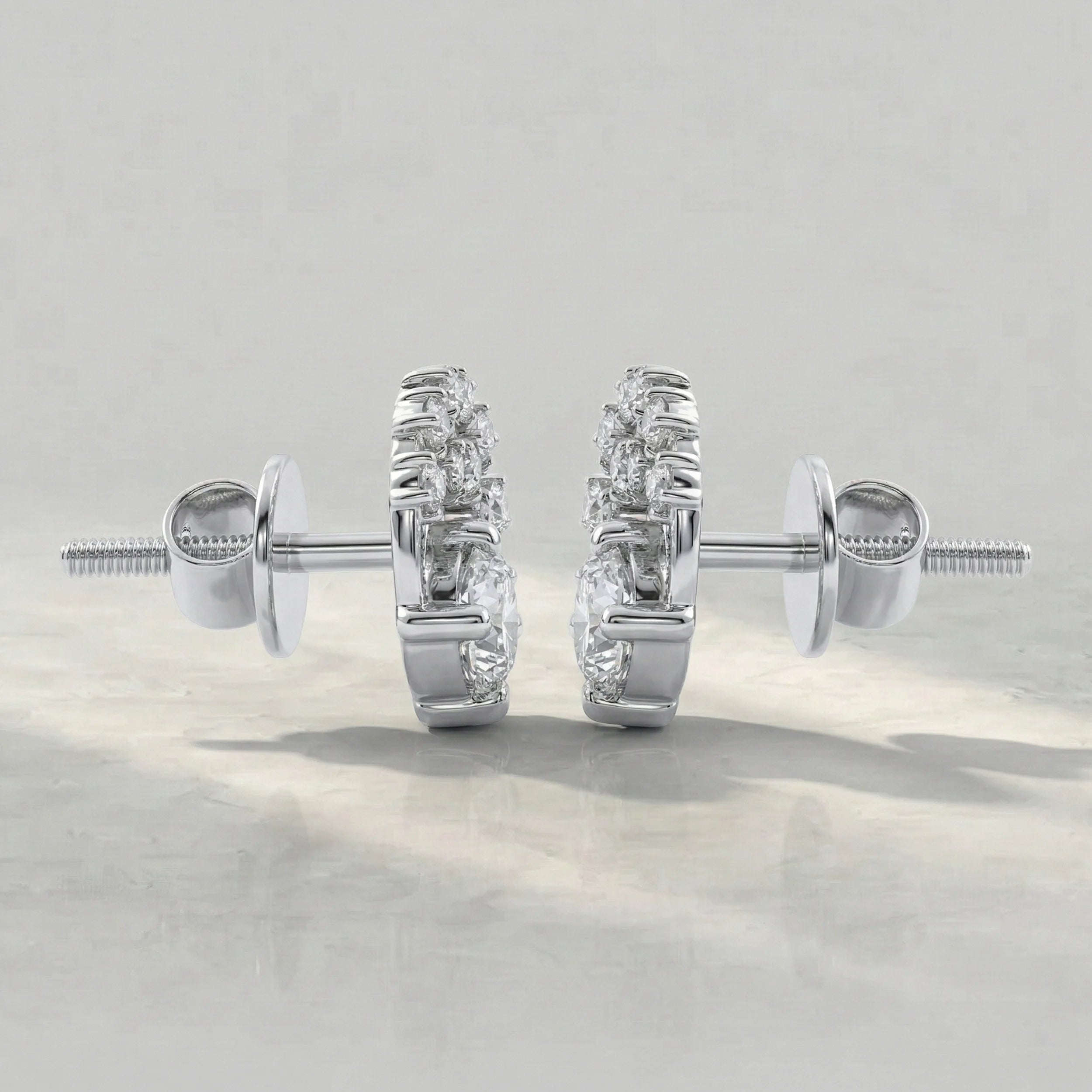 Round Diamond Twin Open Circle Stud Earring