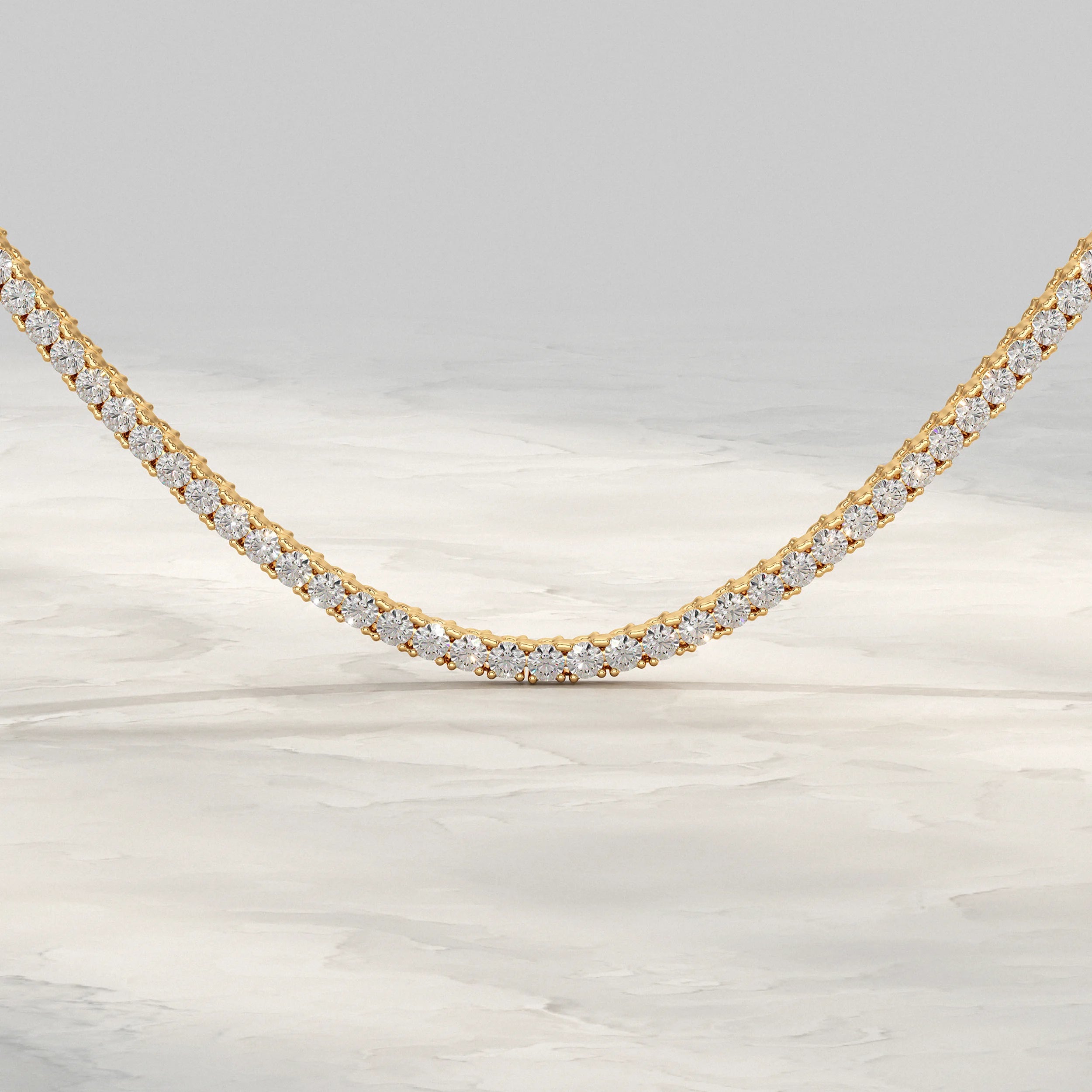 Round Lab Diamond Tennis Necklace