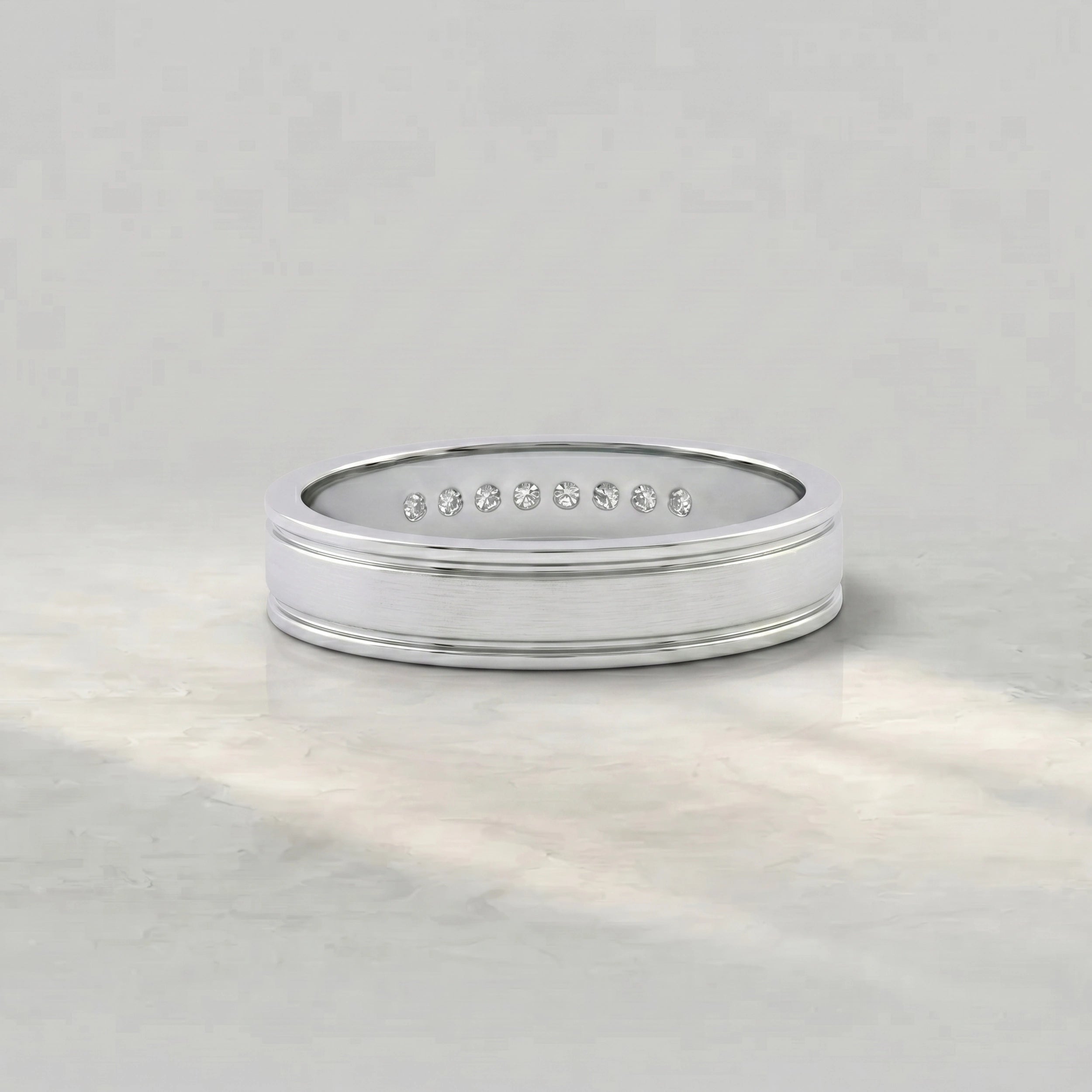 Round Diamond Channel Set Wedding Band
