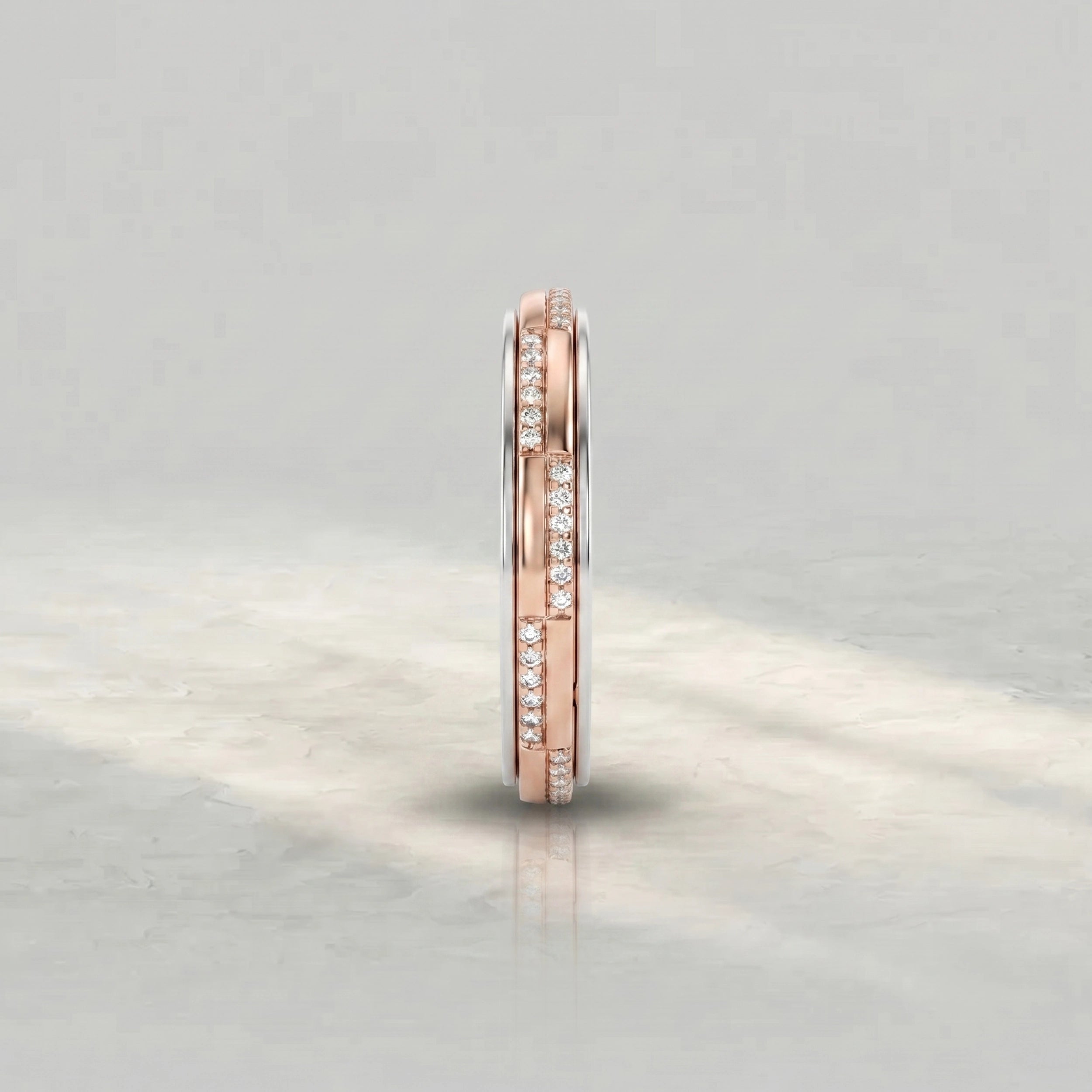 Two Tone Round Diamond Men's Wedding Band Band
