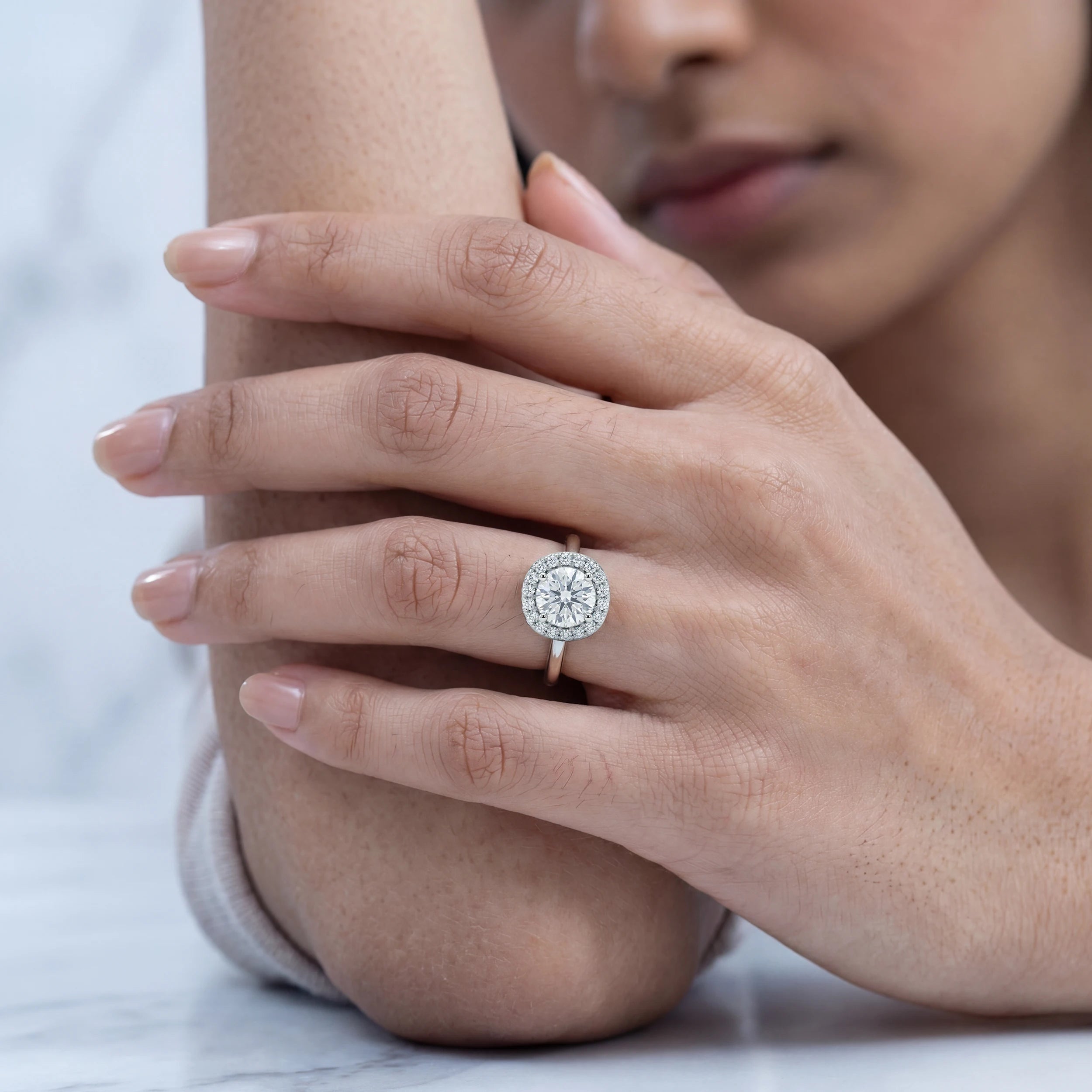 Round Cut Halo Diamond Engagement Ring Rings
