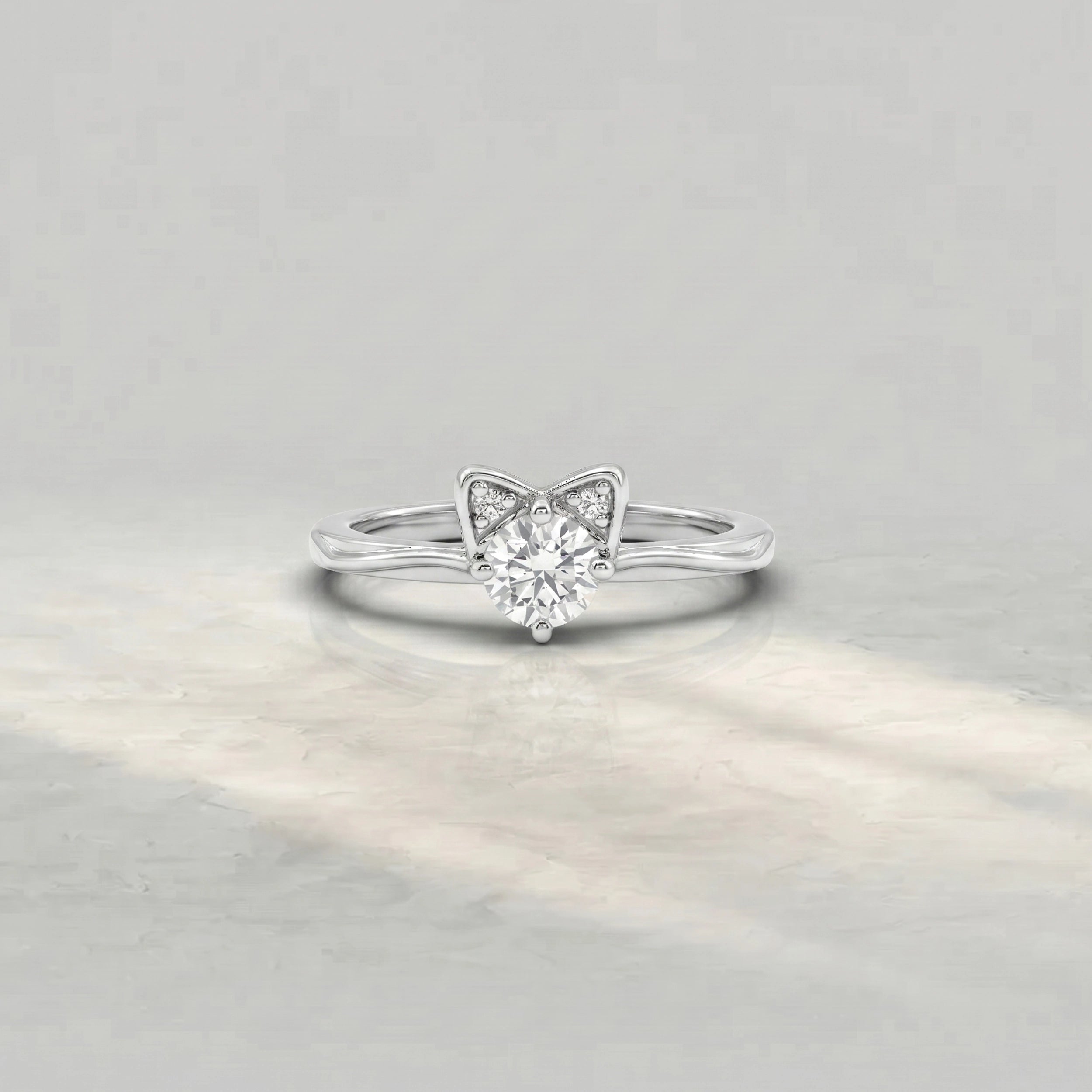 Round Lab Diamond Cat Shape Engagement Ring