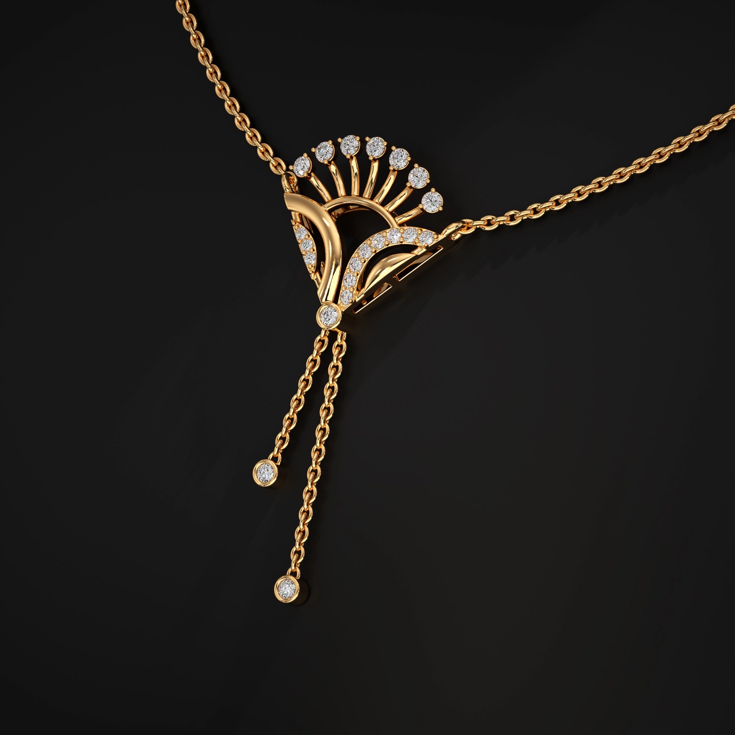 Diamond Pendant with Drop Chains