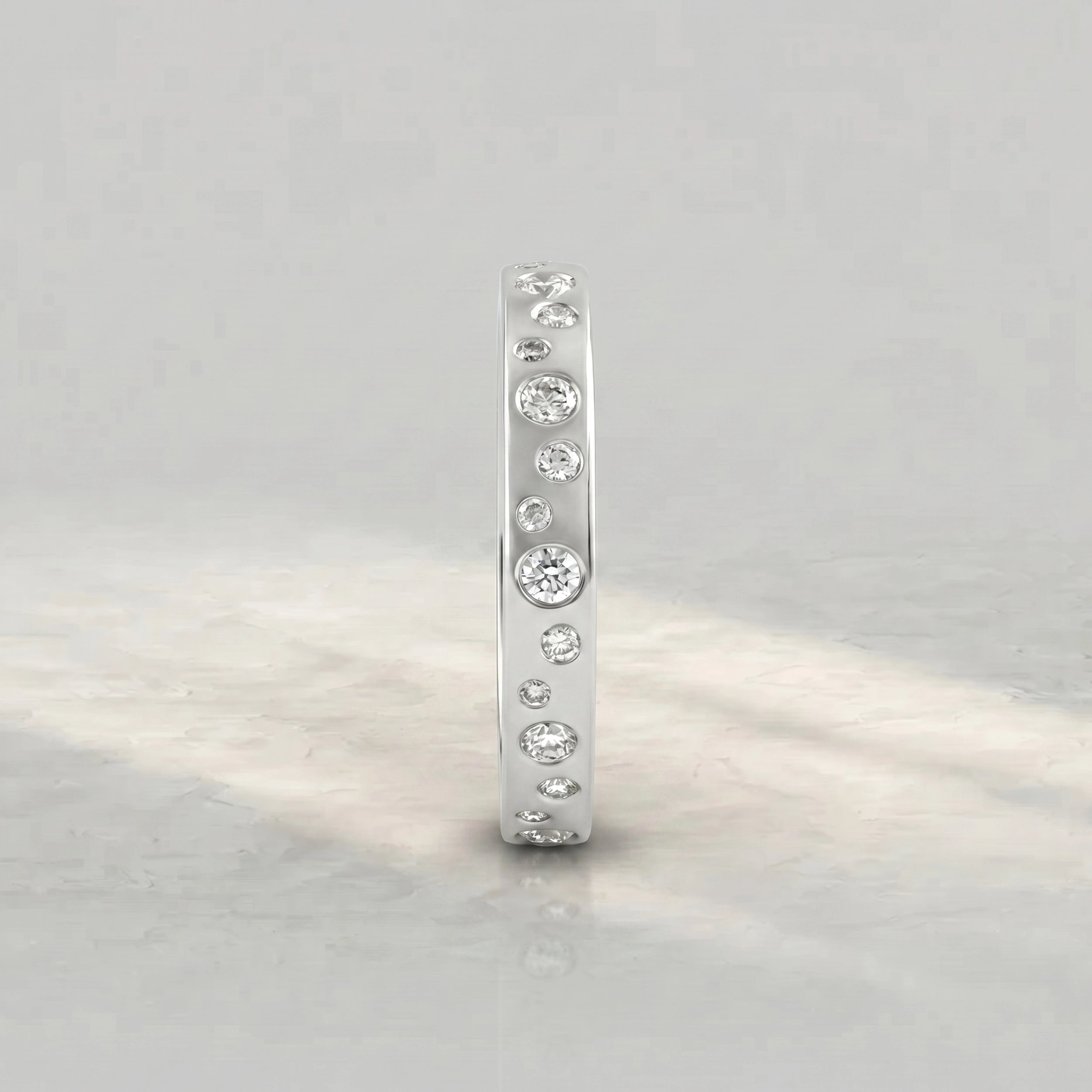 Round Lab Diamond Flush Set Wedding Band