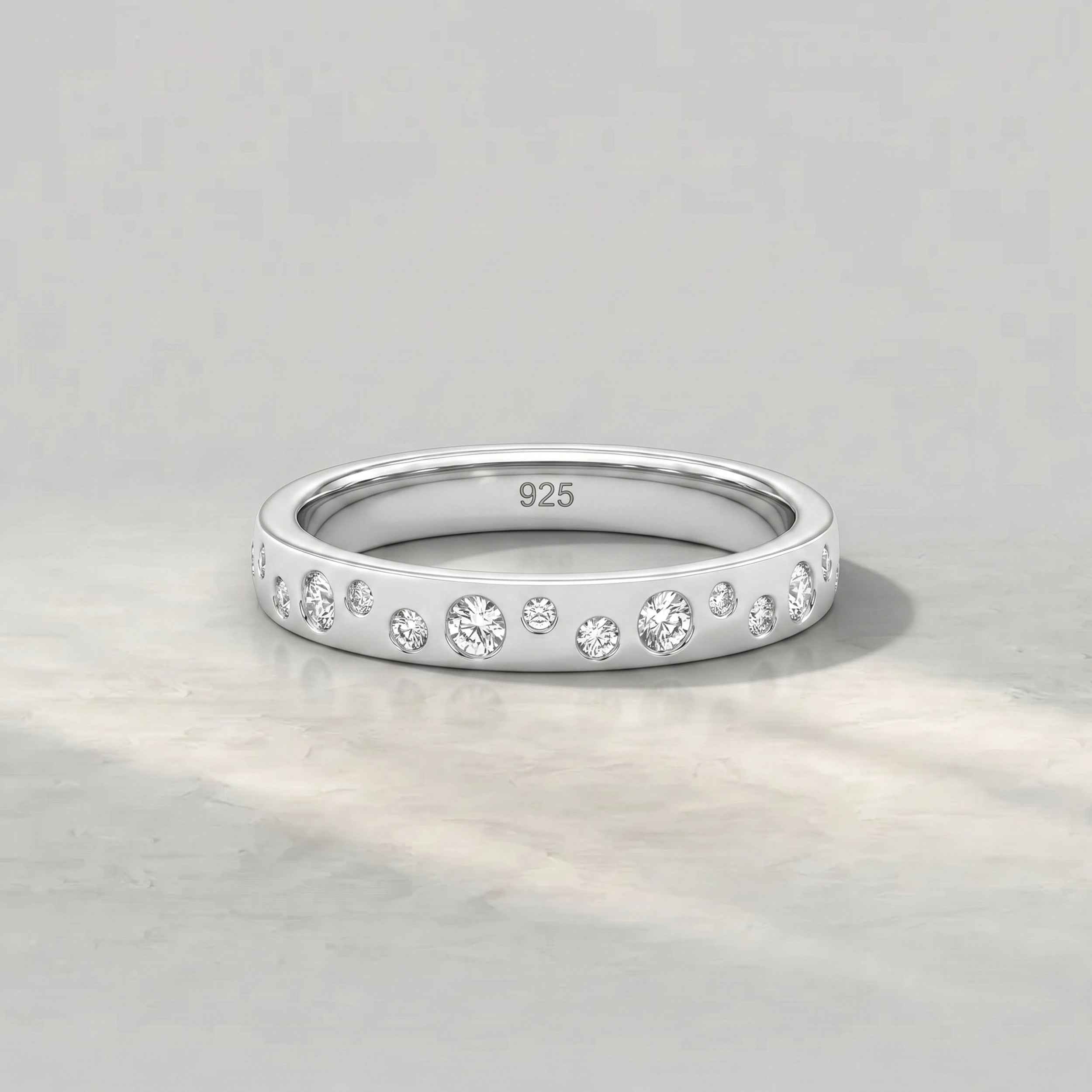 Round Lab Diamond Flush Set Wedding Band