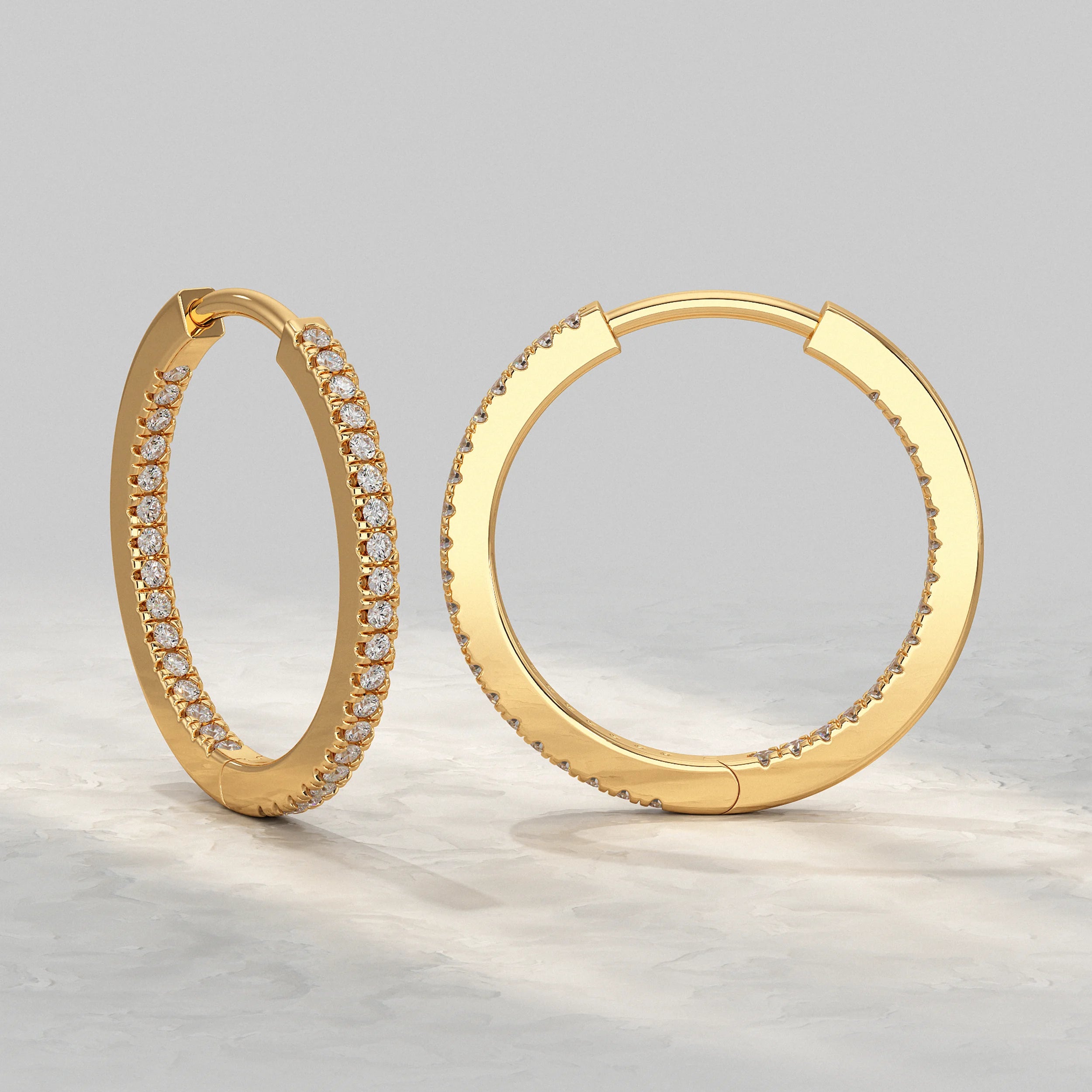 Round Lab Diamond In- Out Hoop Earrings