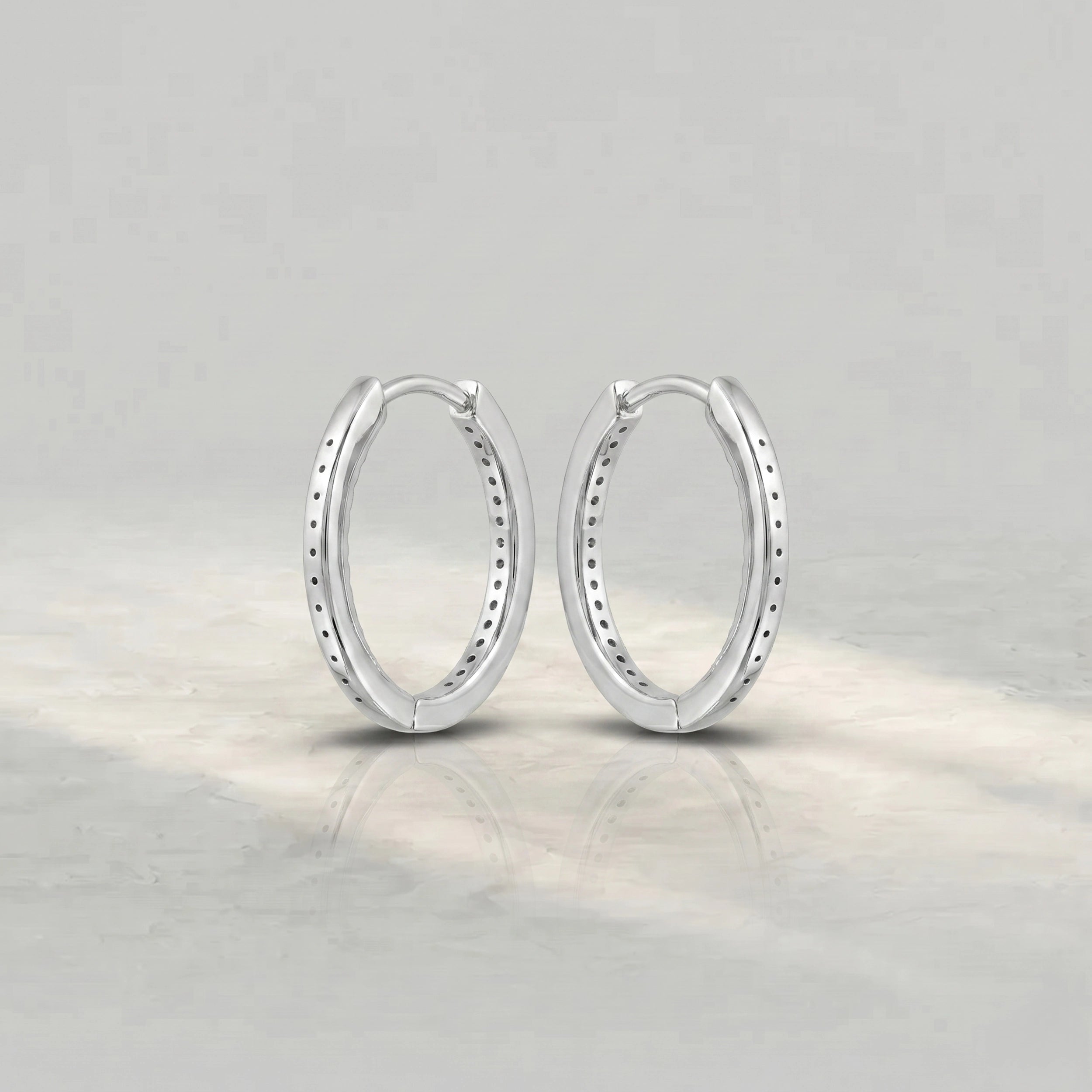 Round Diamond Inside Hoop Earrings