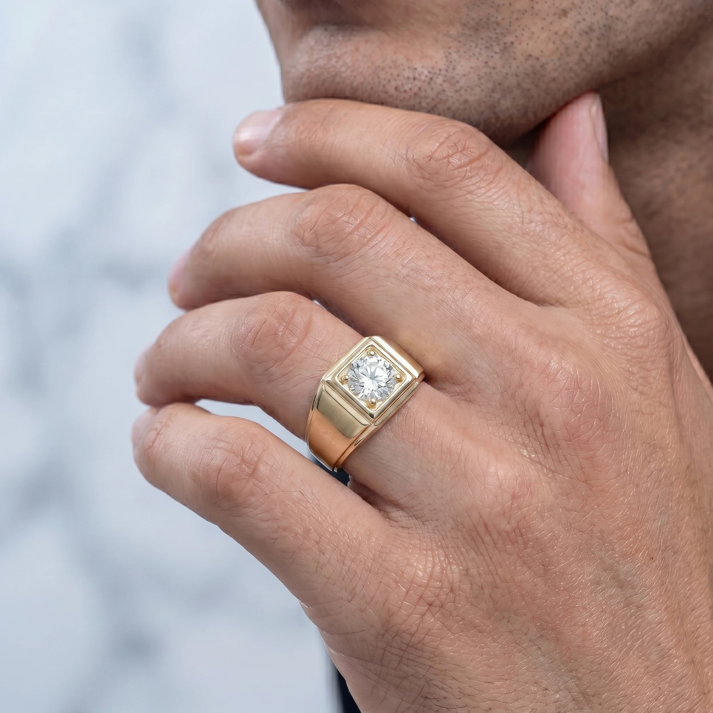 Round Lab Diamond Men's Wedding Band Band
