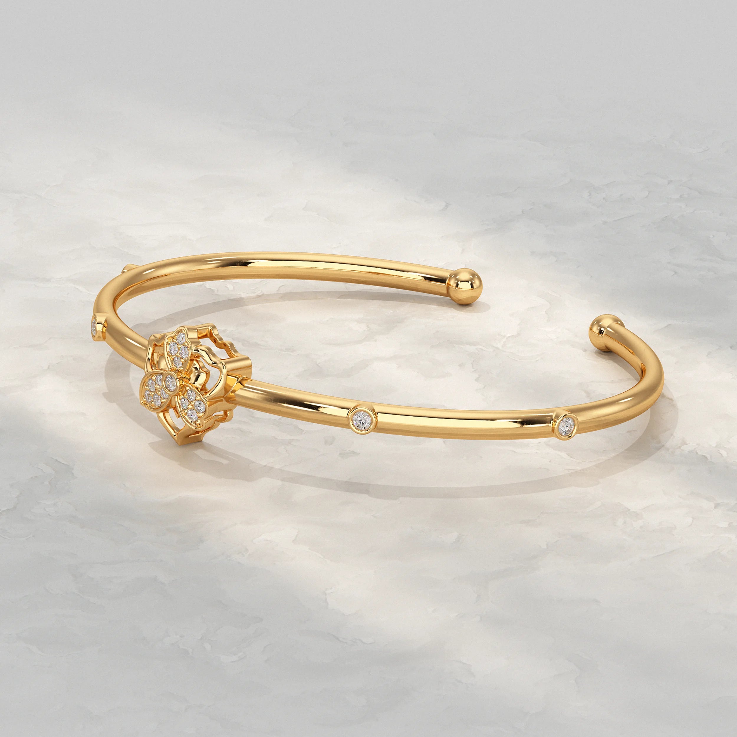 Flower Lab Diamond Open Bangle