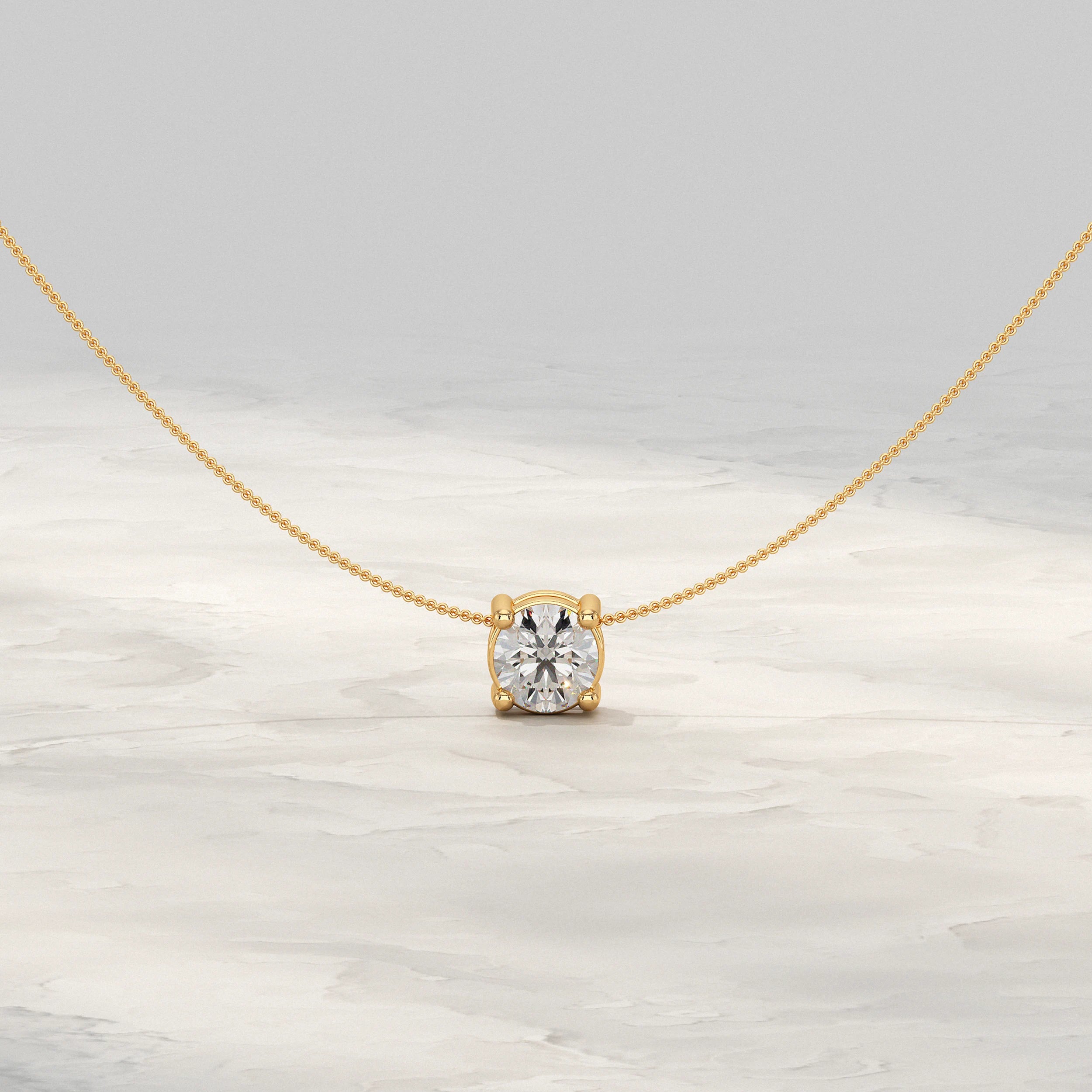 Round Lab Diamond Solitaire Pendant