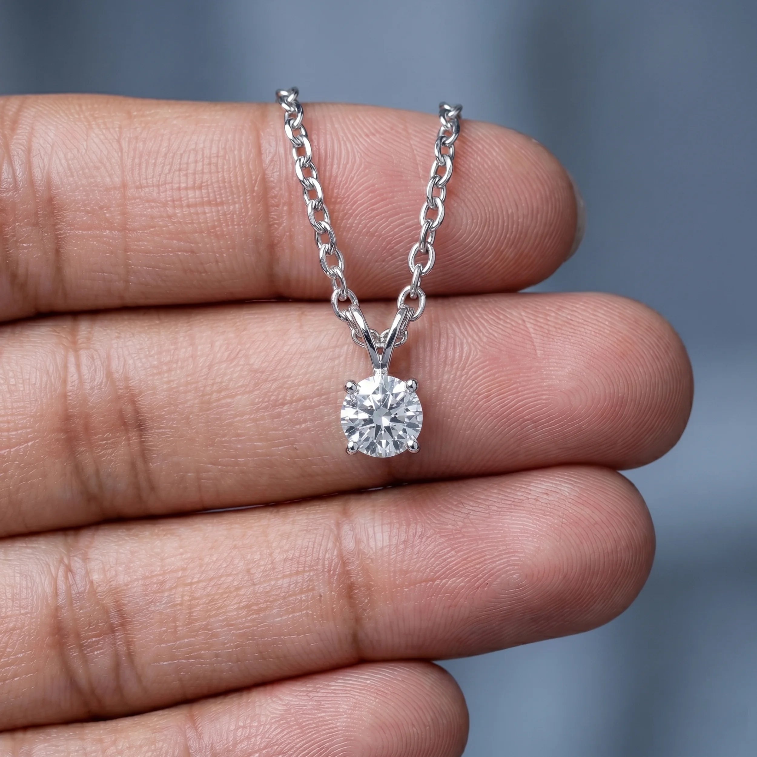 Round Lab Diamond Bail Pendant