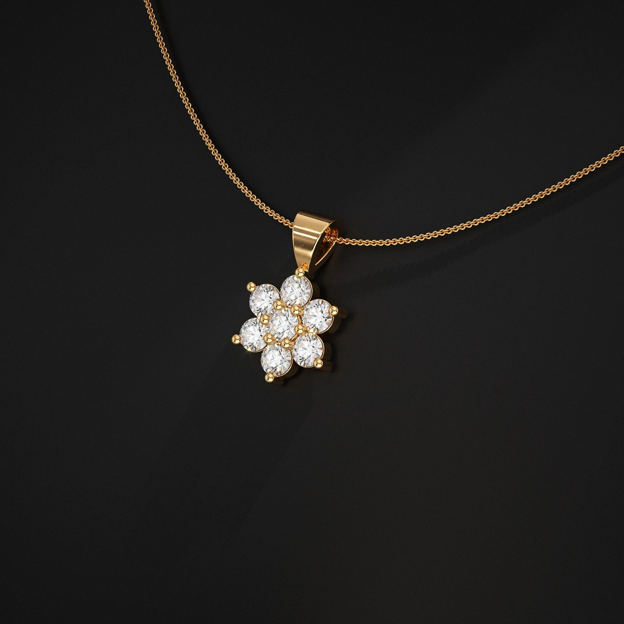 Floral Shape Round Lab Diamond Pendant