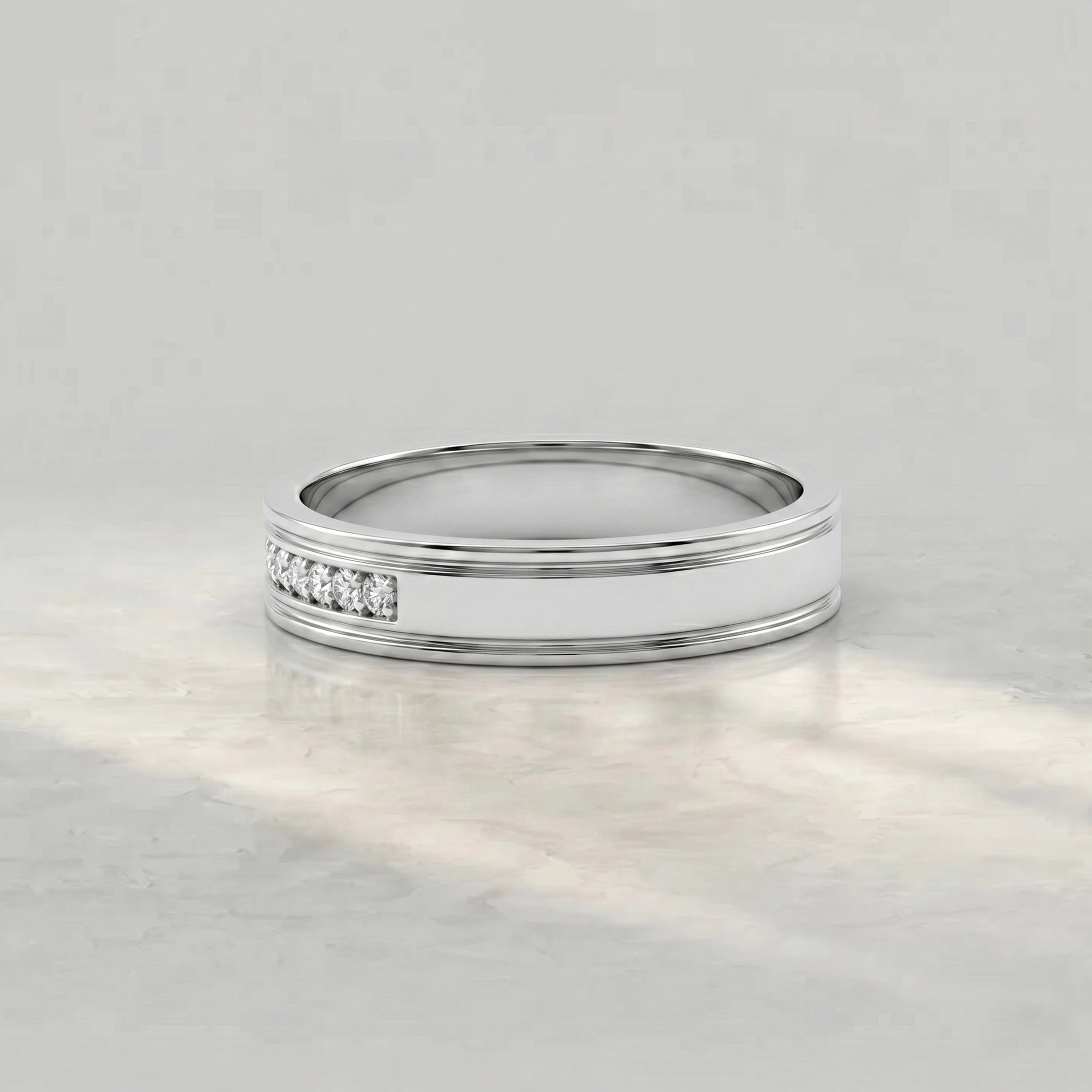 Round Diamond Channel Set Wedding Band