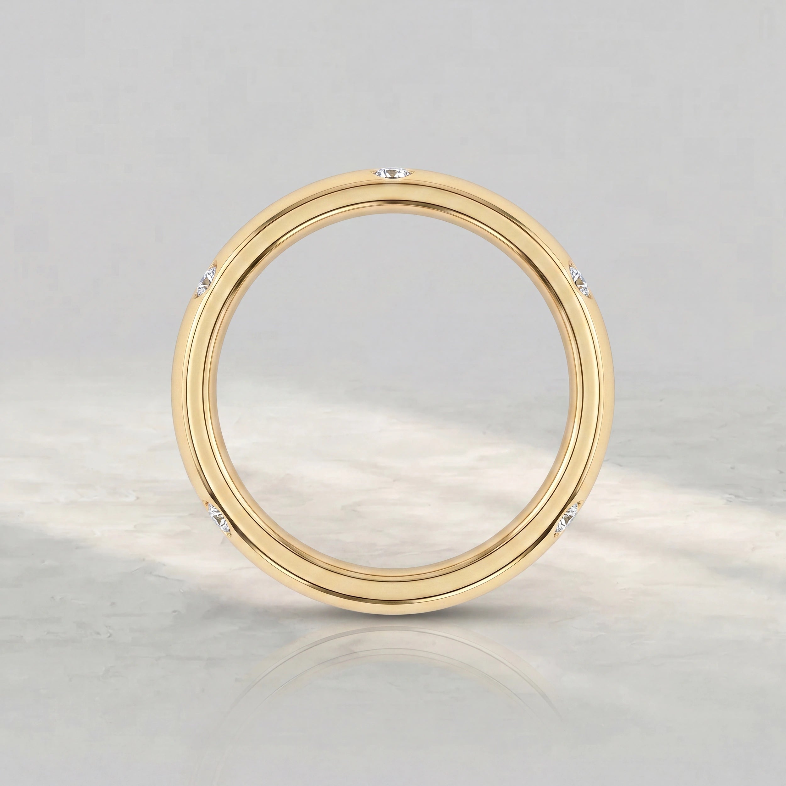 Round Diamond Flush Set Wedding Band