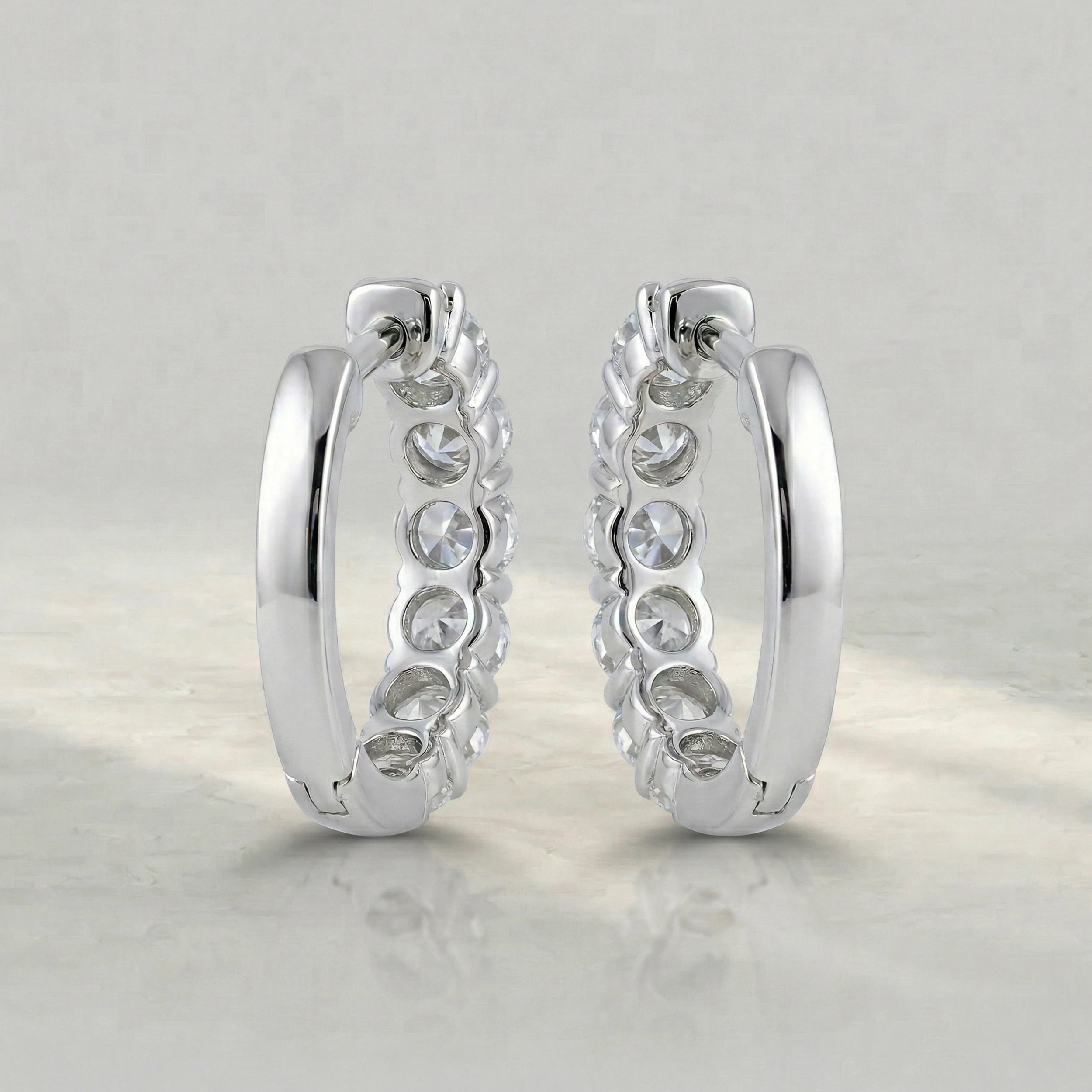 Lab Grown Round Diamond Hoop Earrings Earrings