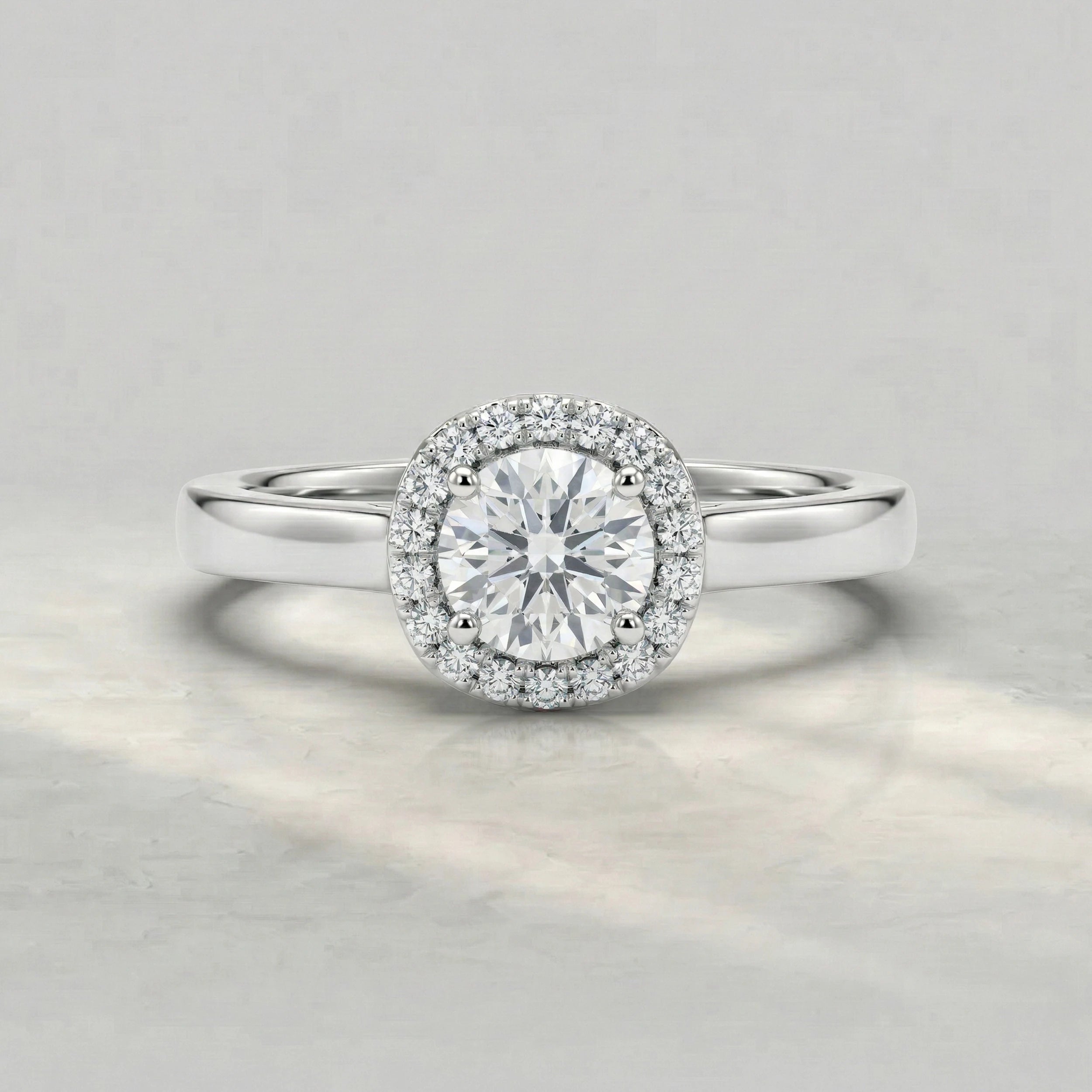 Round Cut Halo Diamond Engagement Ring Rings