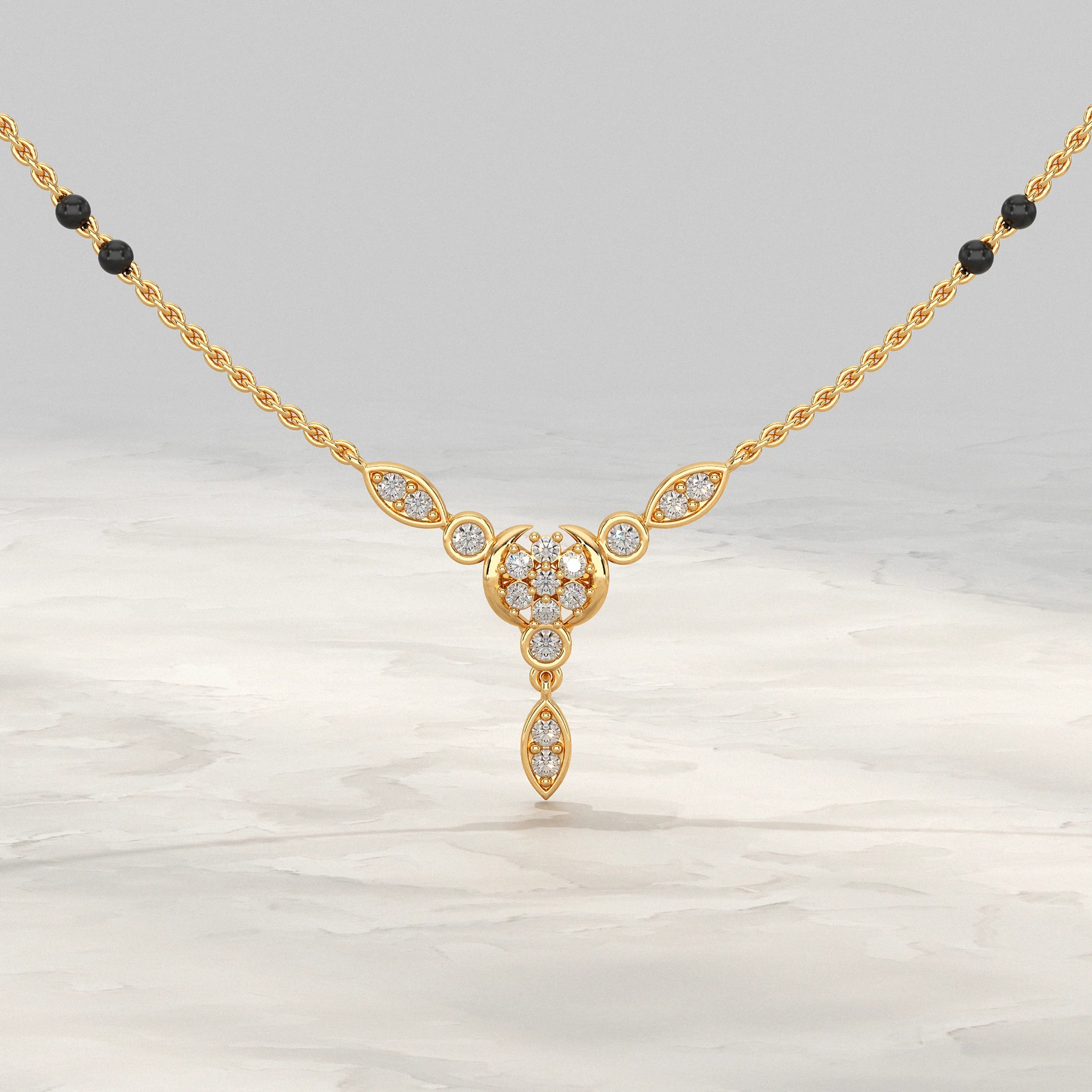 Round Lab Grown Diamond Cluster Mangalsutra