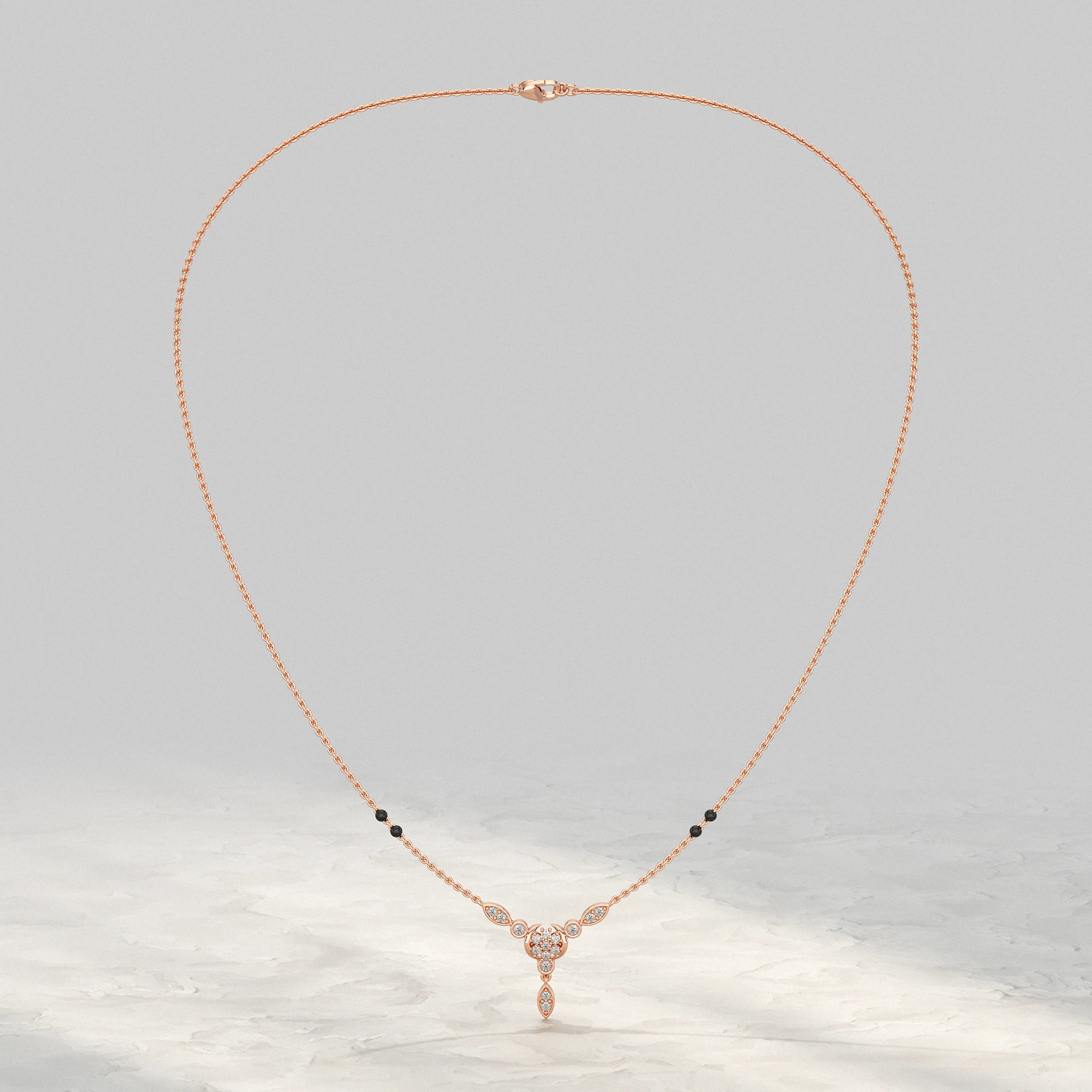 Round Lab Grown Diamond Cluster Mangalsutra