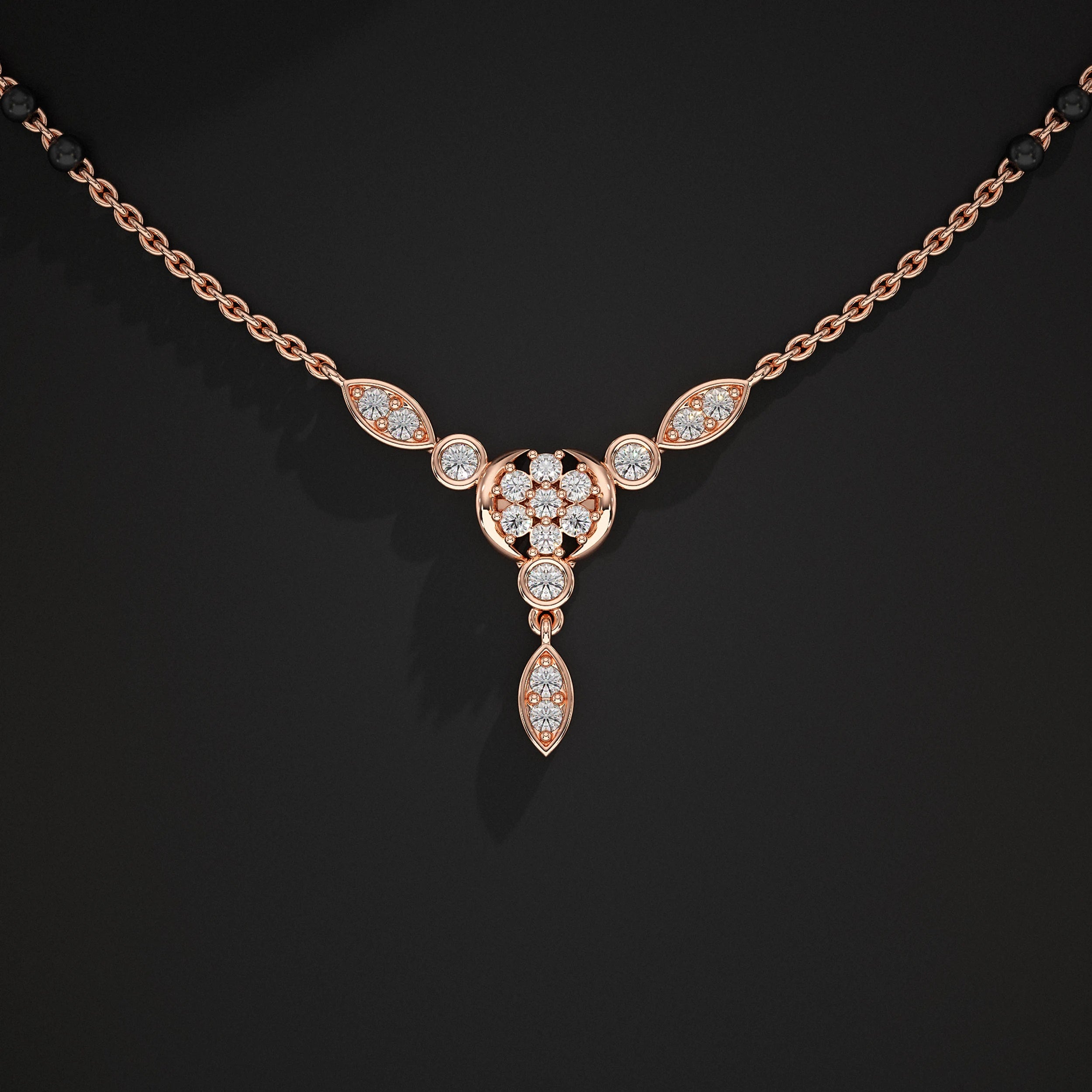 Round Lab Grown Diamond Cluster Mangalsutra