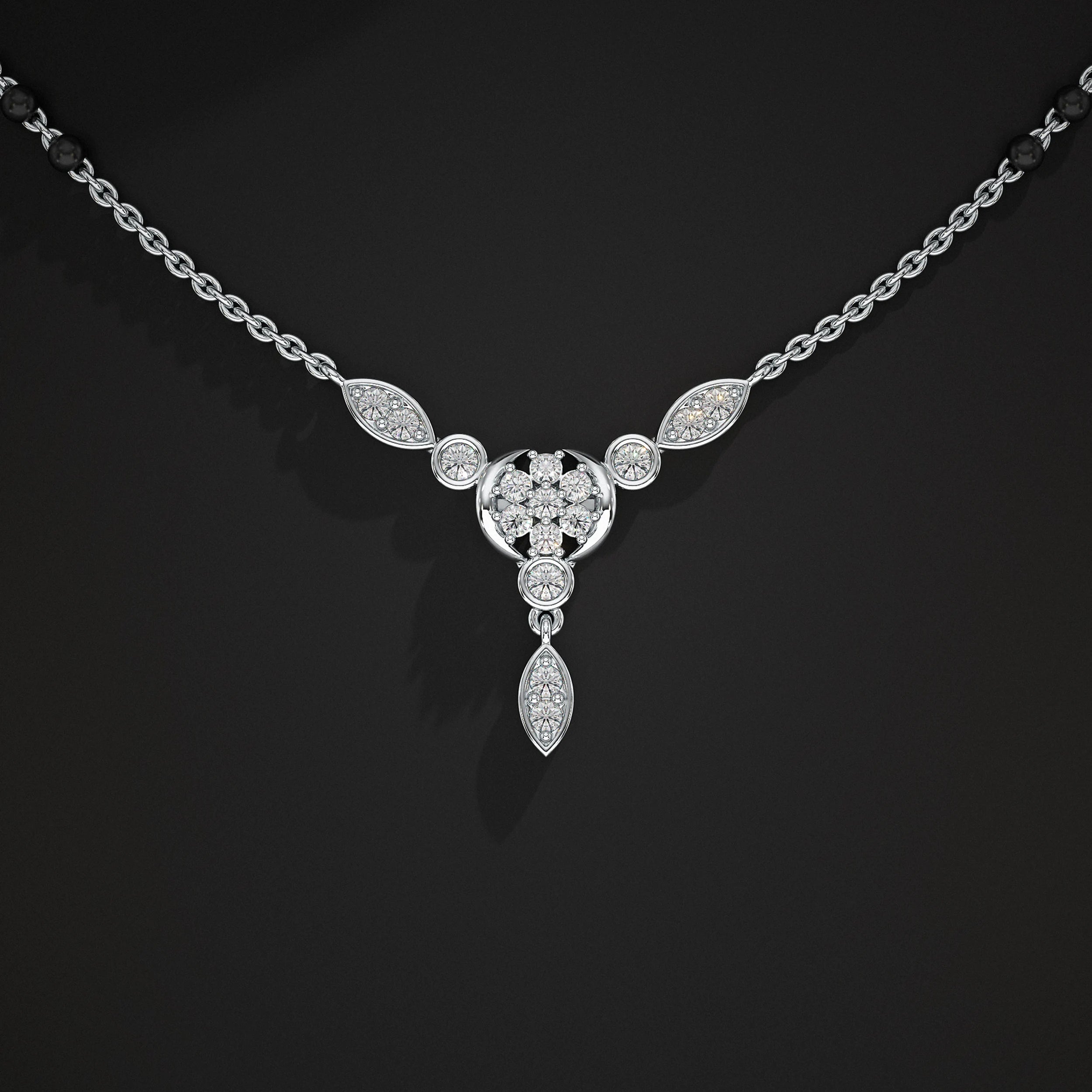 Round Lab Grown Diamond Cluster Mangalsutra