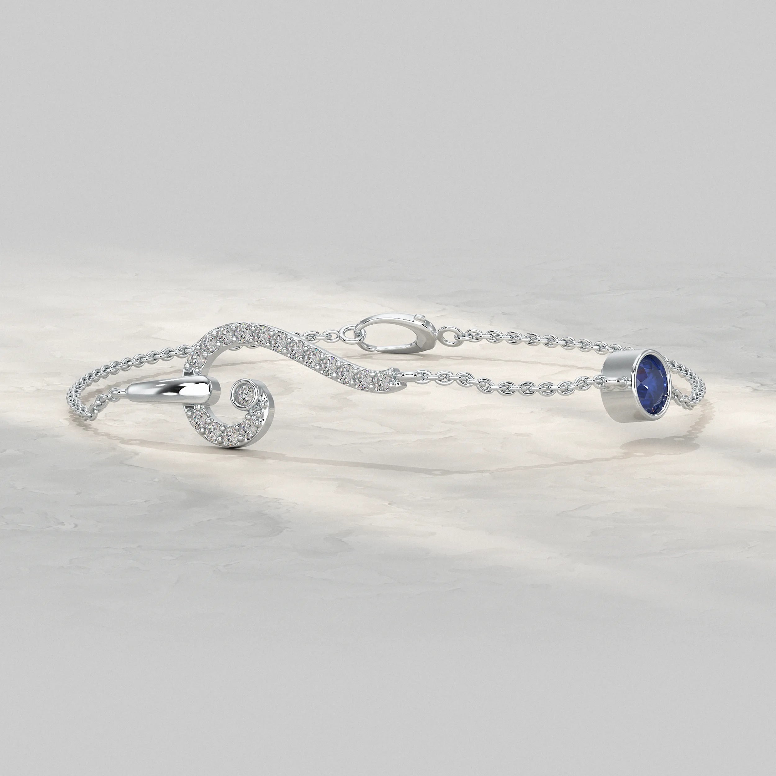 Swirl Sapphire Chain Bracelet