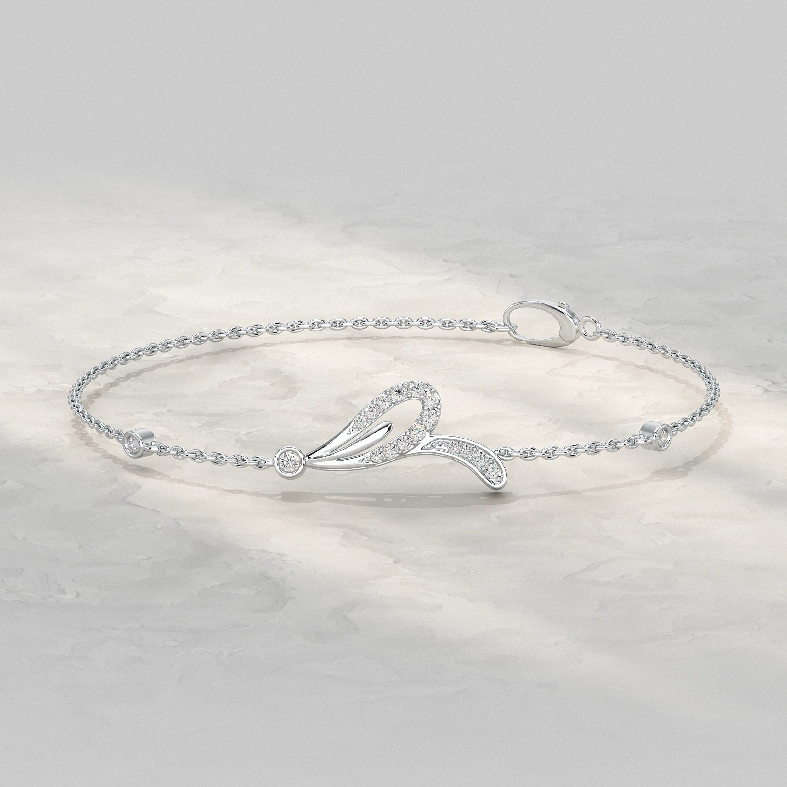 Leaf Style Diamond Chain Bracelet