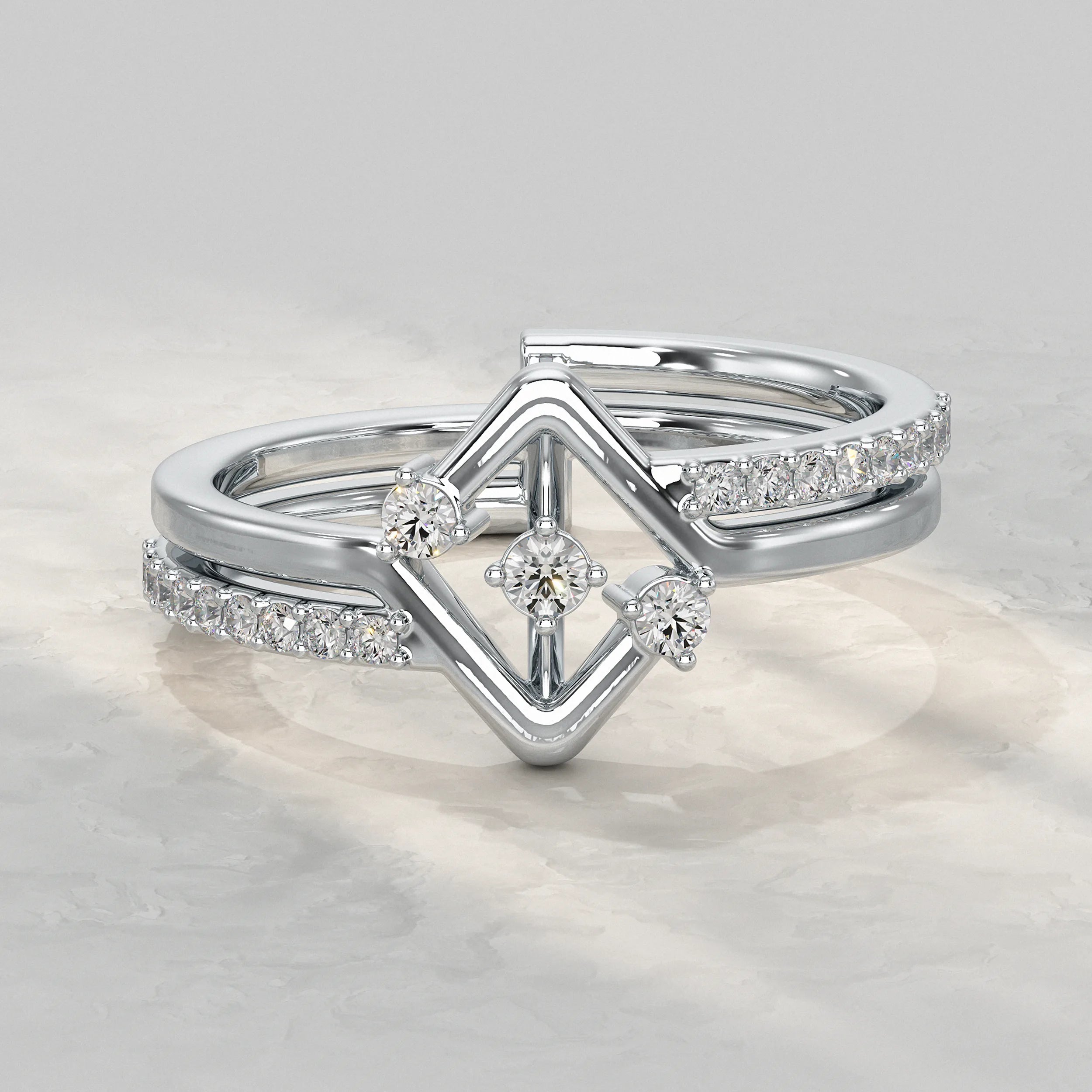 Round Accent Diamond Engagement Ring