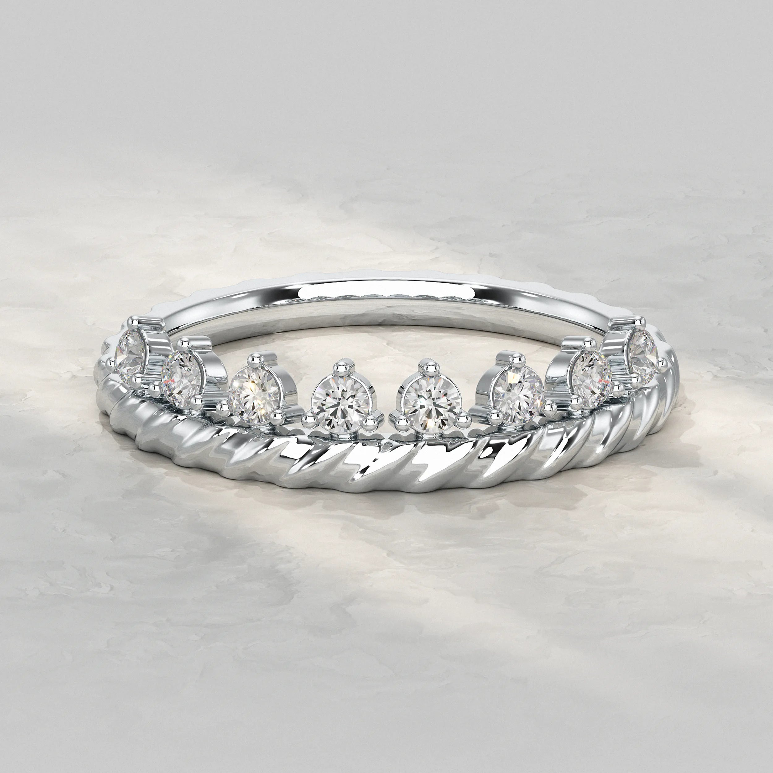 Round Lab Diamond Band with Twisted Design