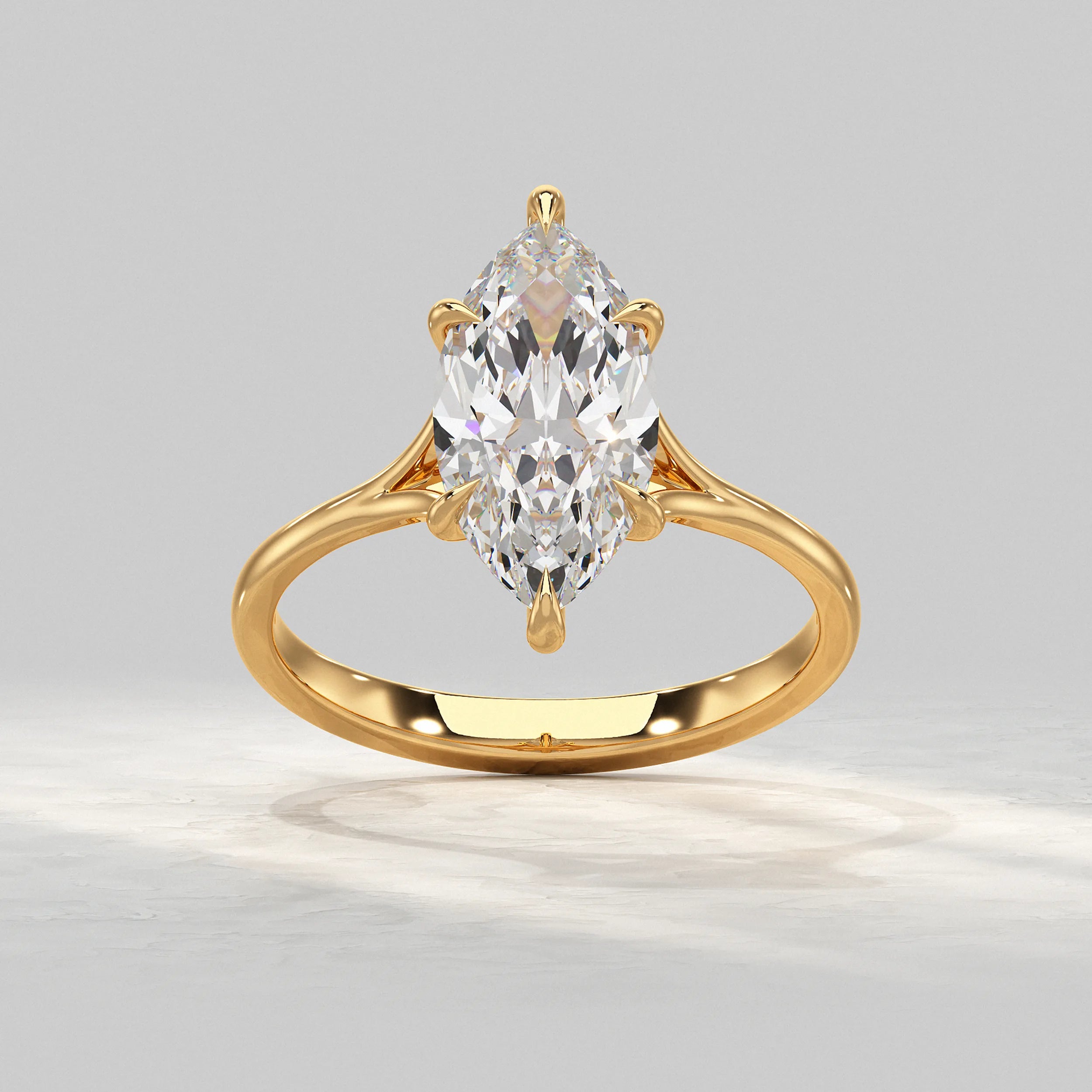Marquise Lab Diamond Six Prong Solitaire Ring