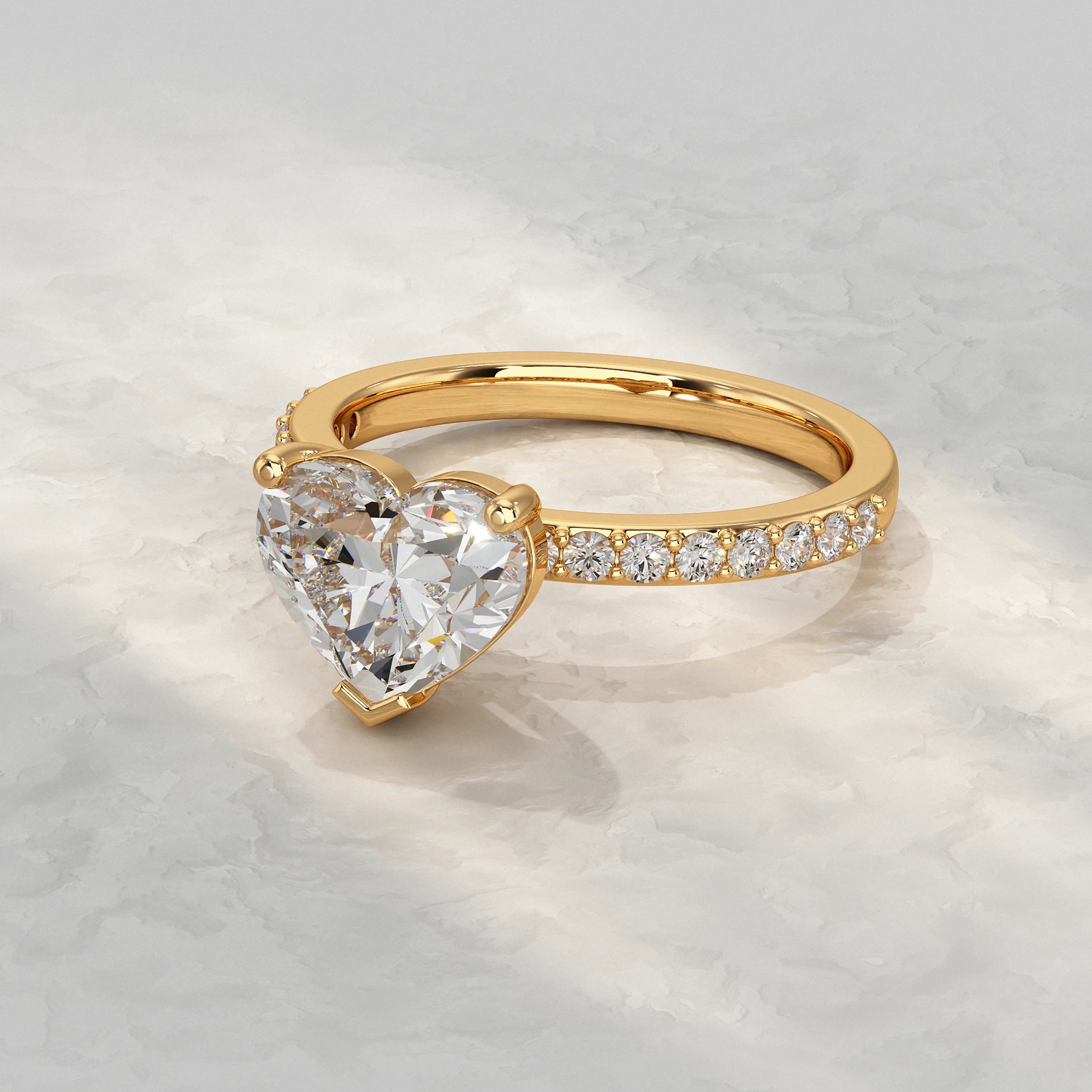 Heart Diamond Solitaire Accent Engagement Ring