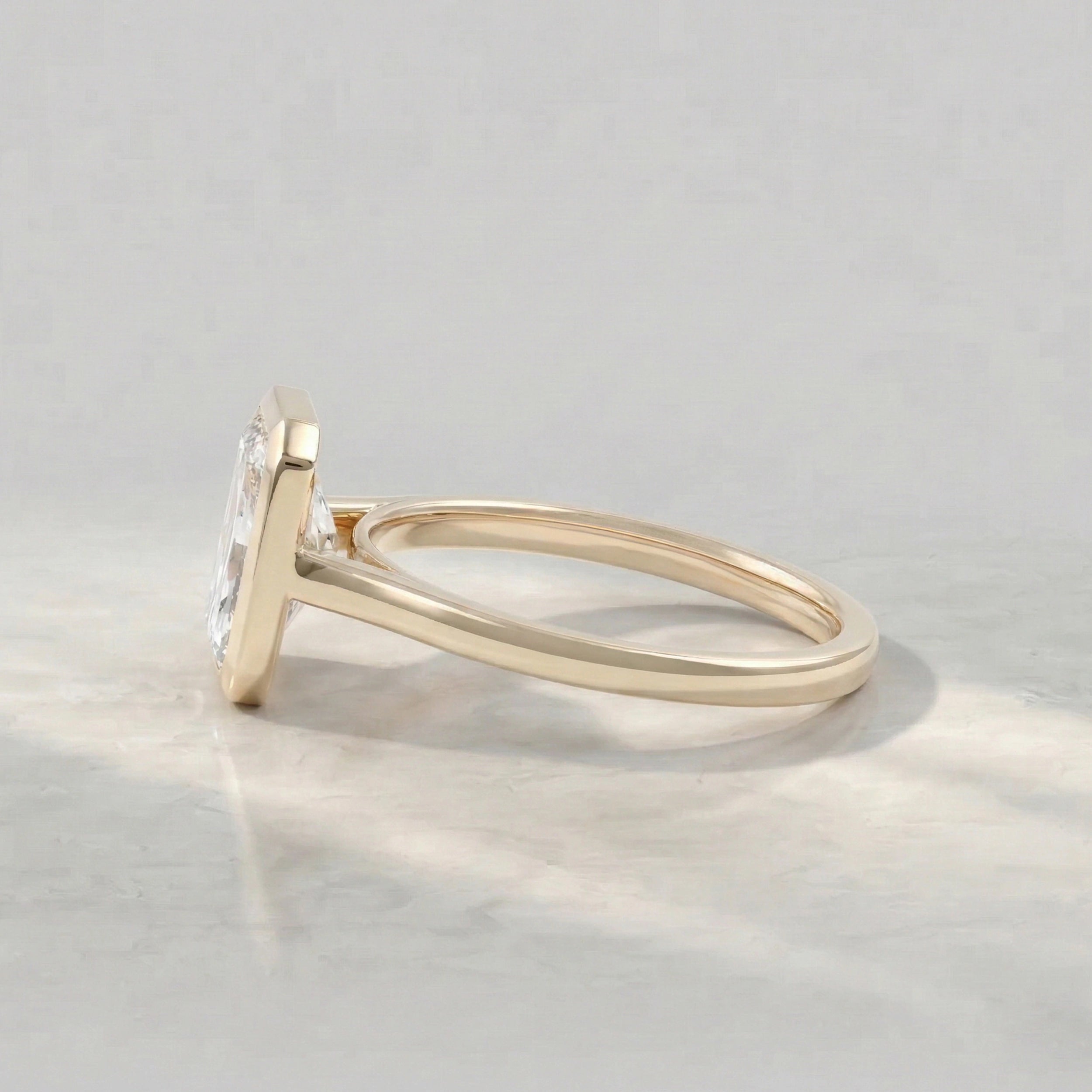 Bezel Set Radiant Cut Solitaire Engagement Ring Rings