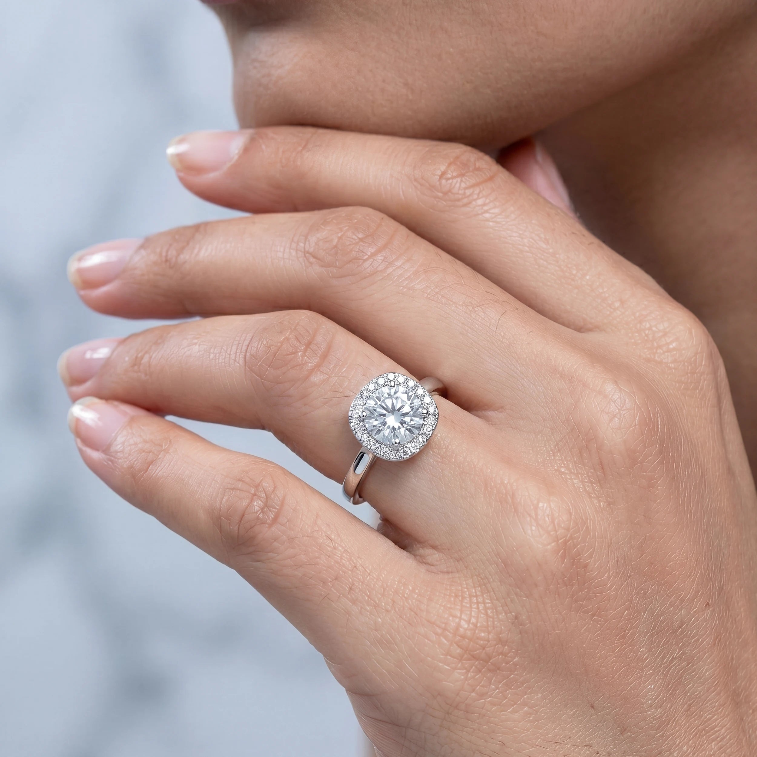 Round Cut Halo Diamond Engagement Ring Rings