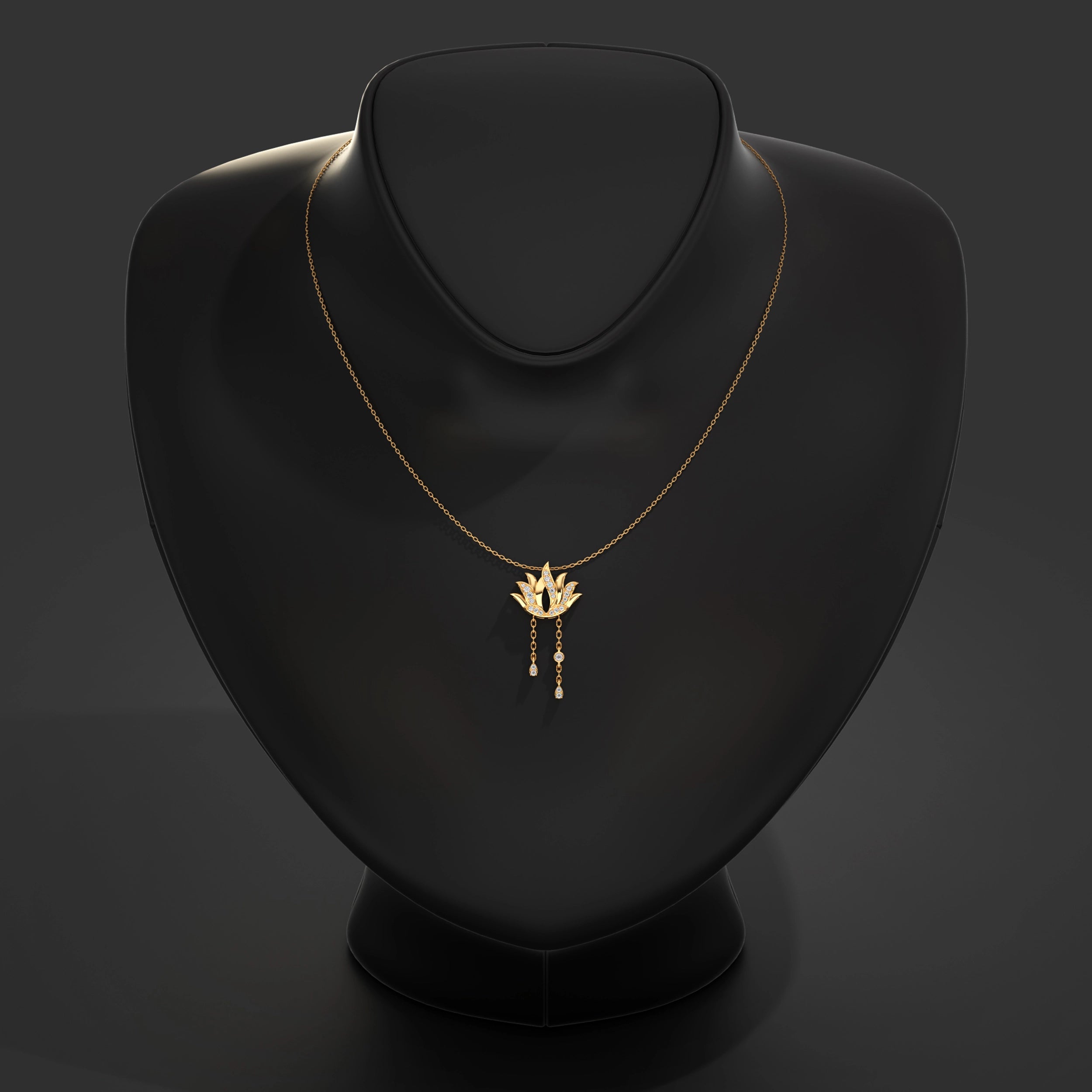 Lotus Pendant With Diamond Accent