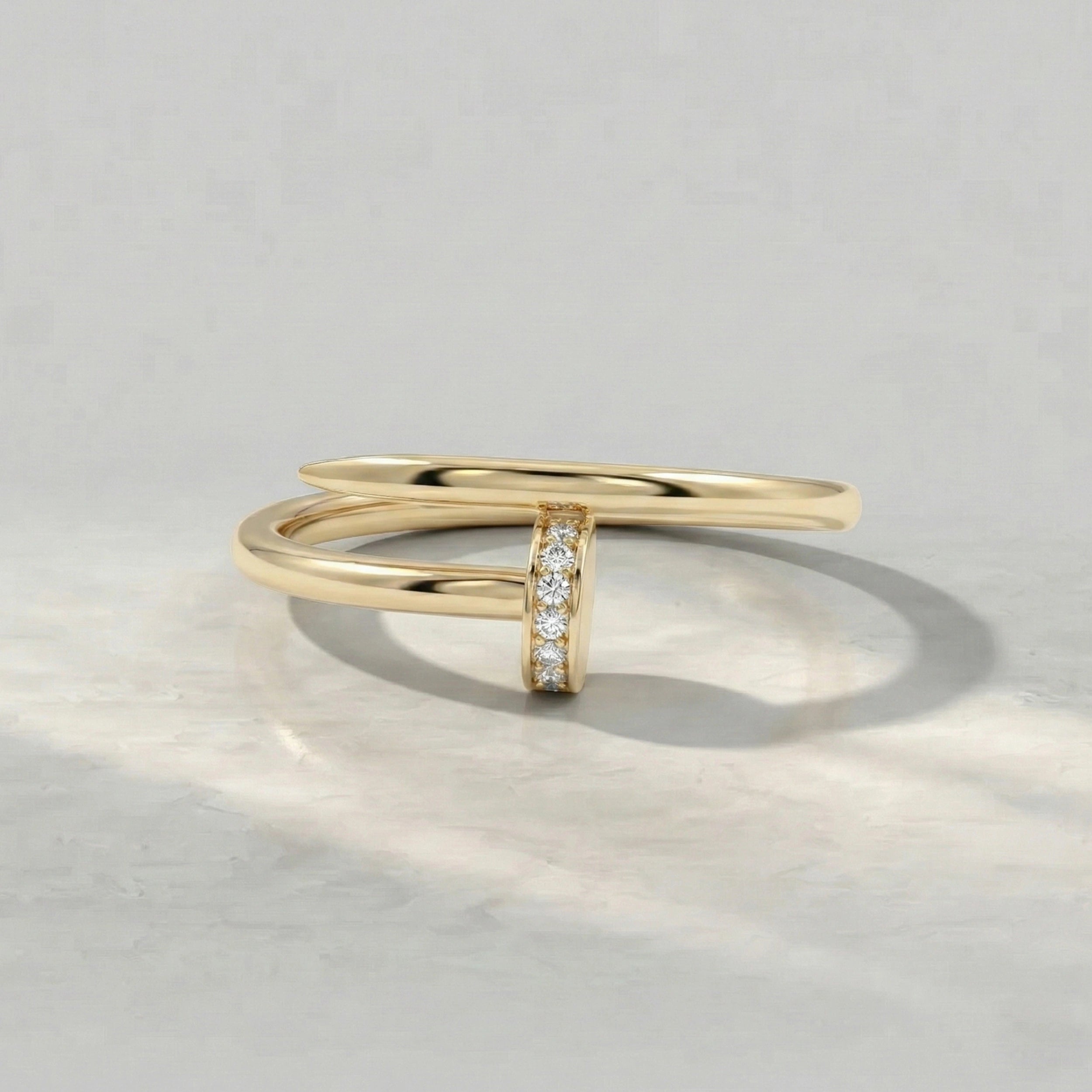 Round Lab Diamond Open Cuff Dainty Band Rings