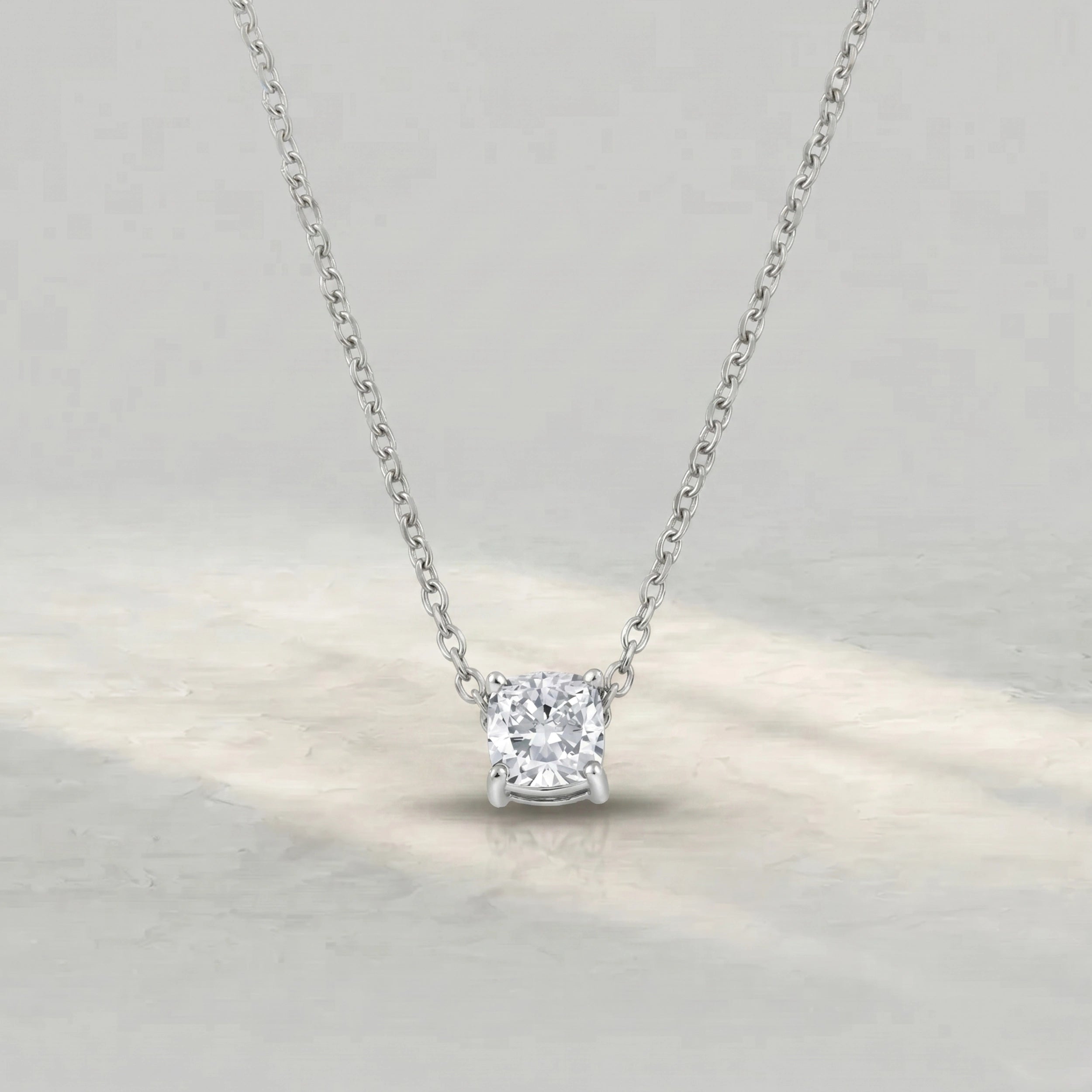 Square Cushion Lab Diamond Solitaire Pendant