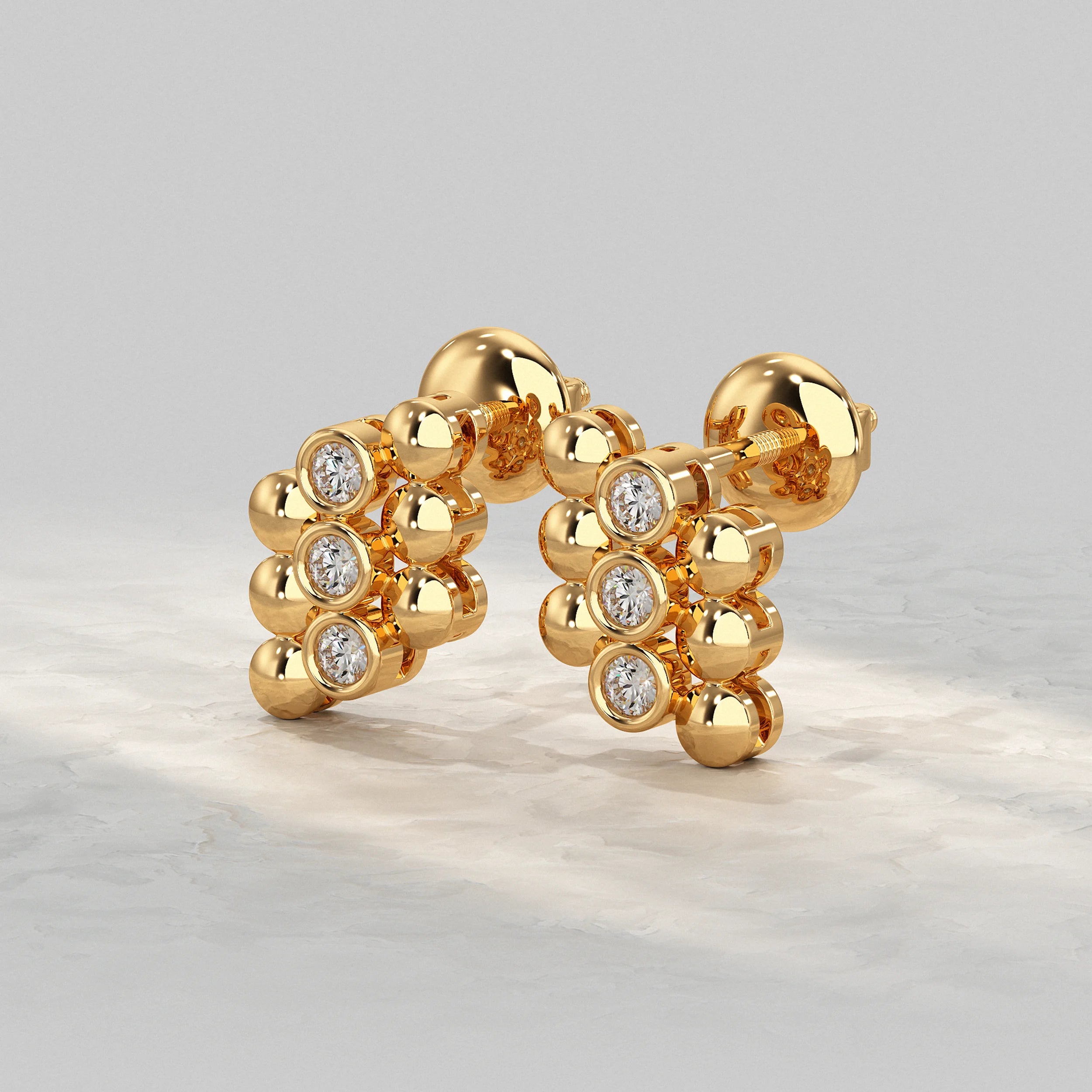 Bubble Cluster Diamond Pattern Stud Earrings